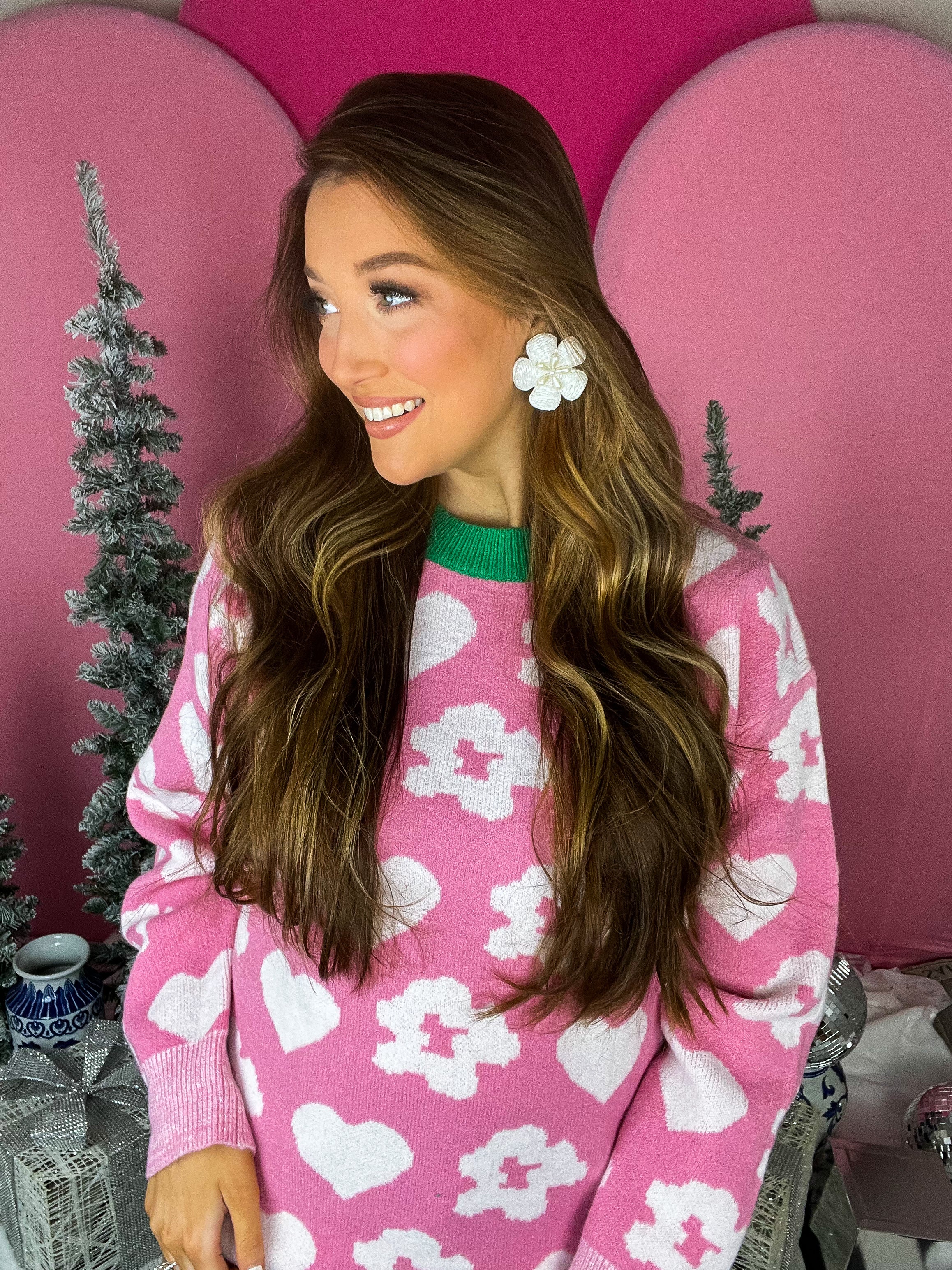 Ivory Beaded Poppy Floral Earring