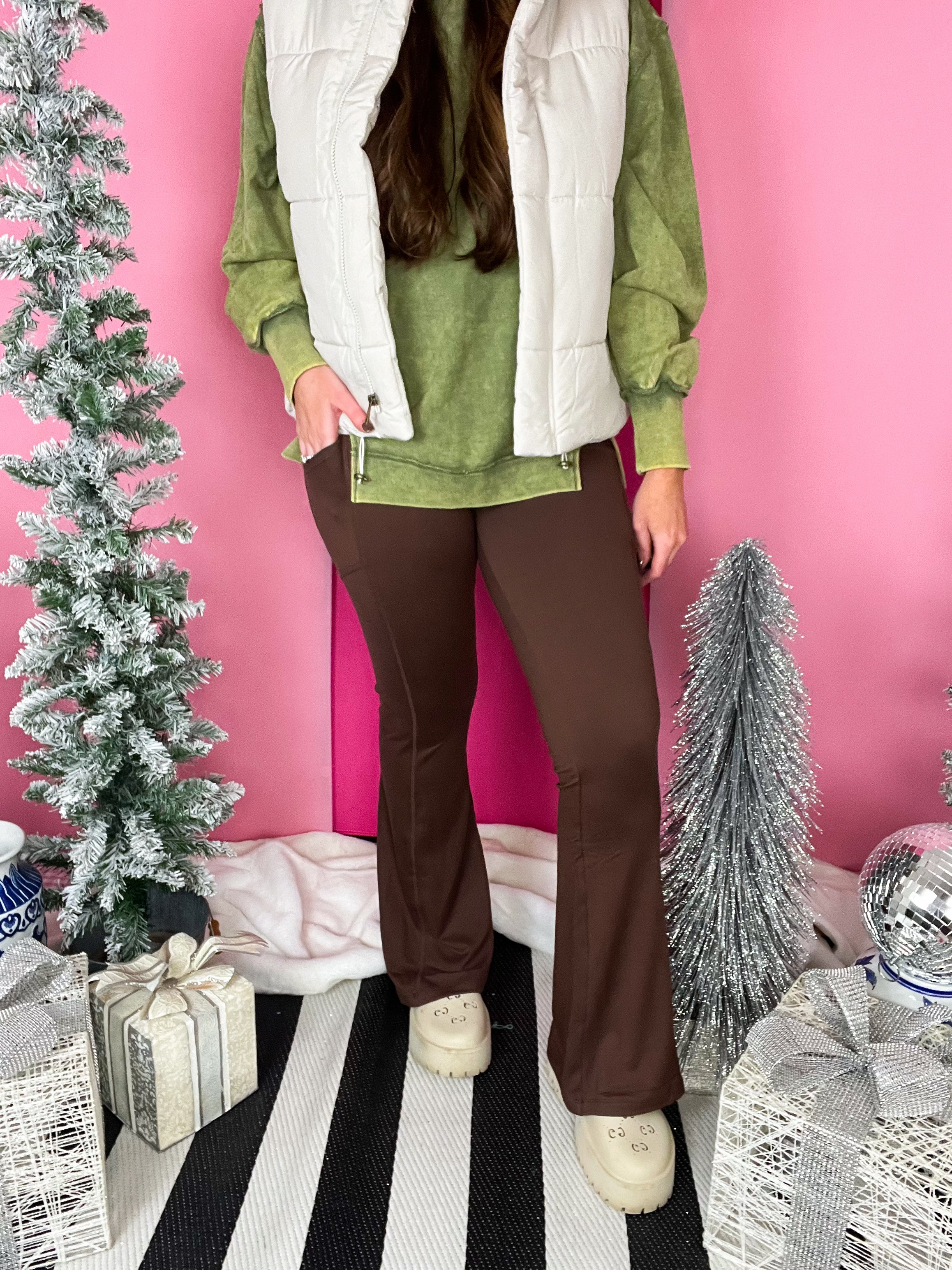 Flare Microfiber DB Brown Pant