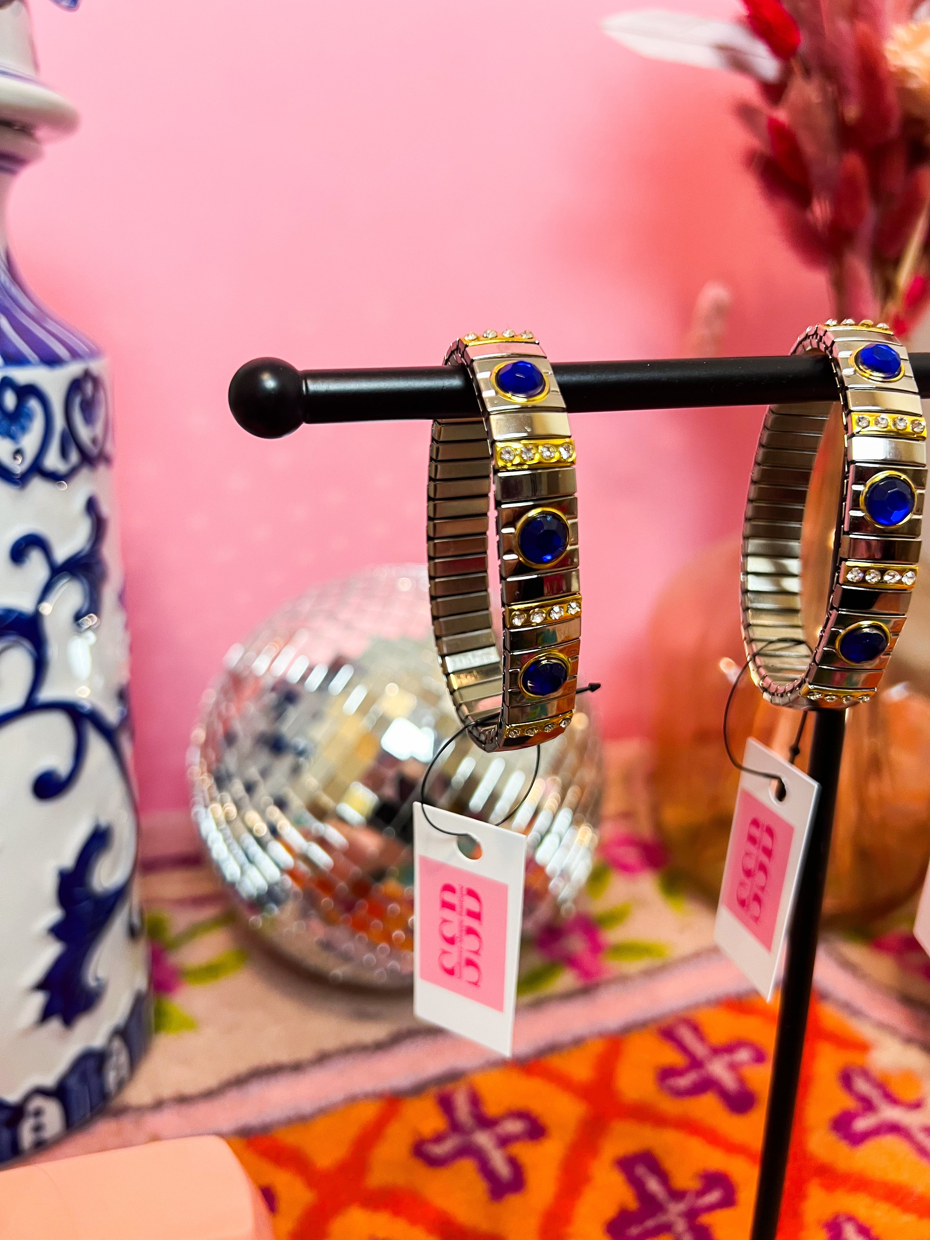 Silver Watch Band Bracelet with Gold + Royal