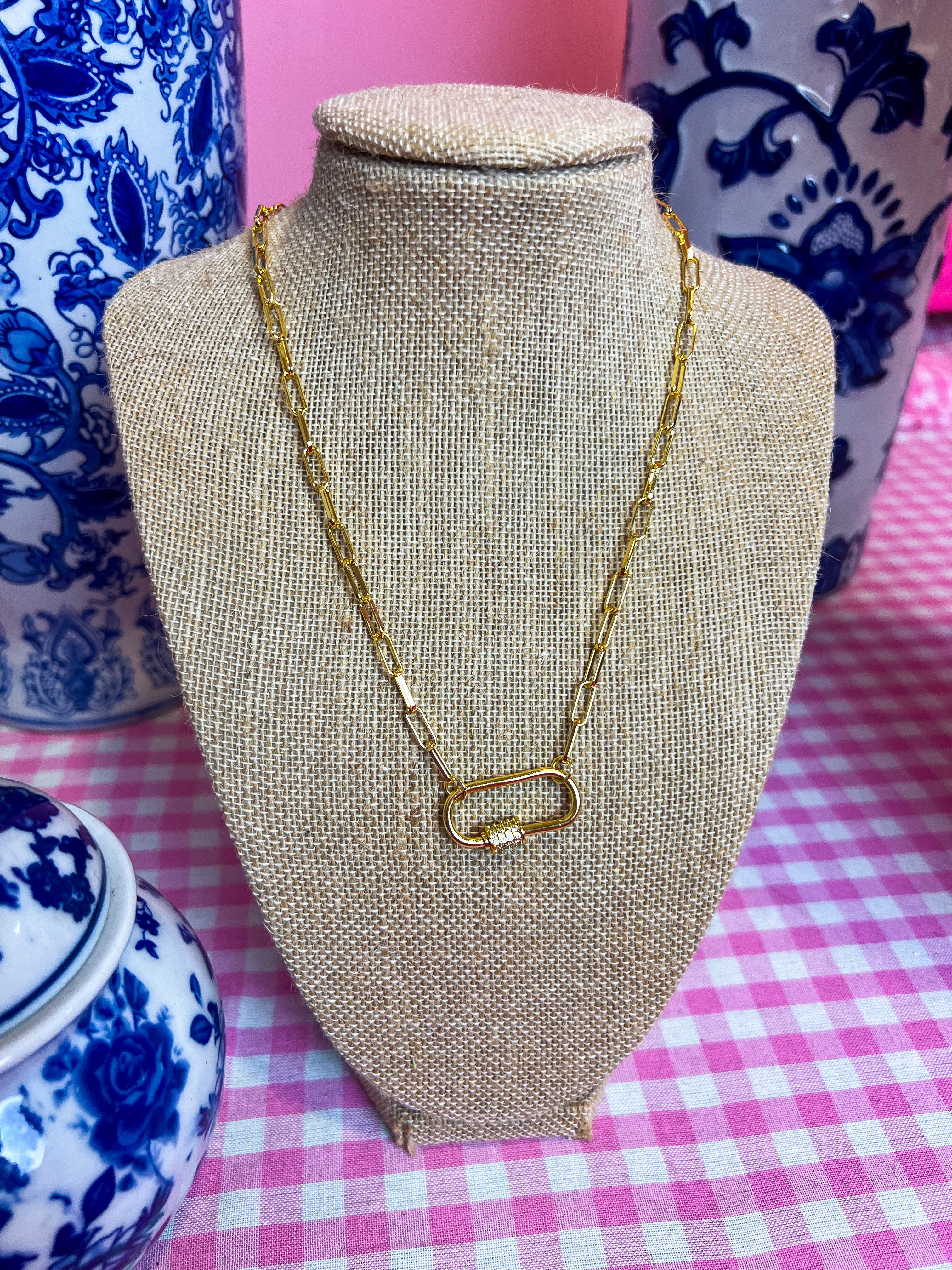 Dainty Paperclip Charm 18K Plated Necklace