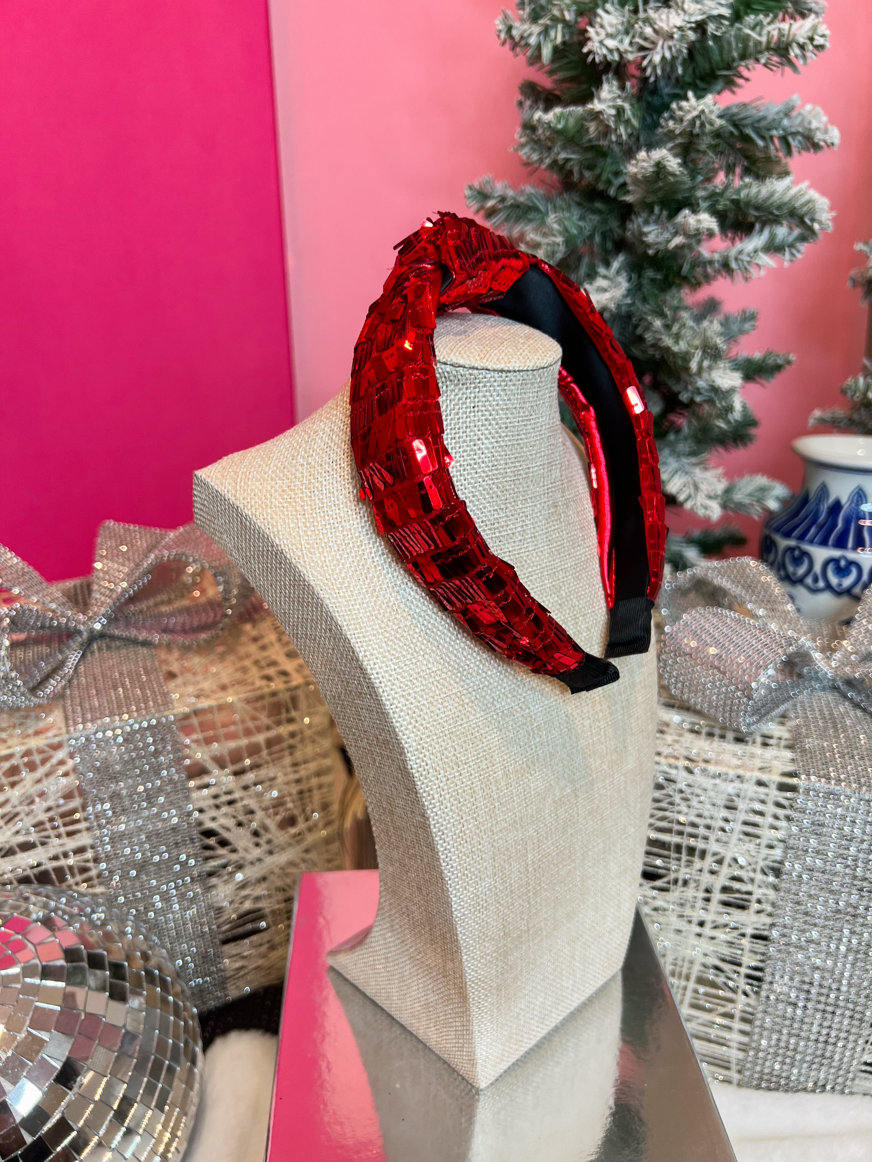 Red Sequin Knot Headband