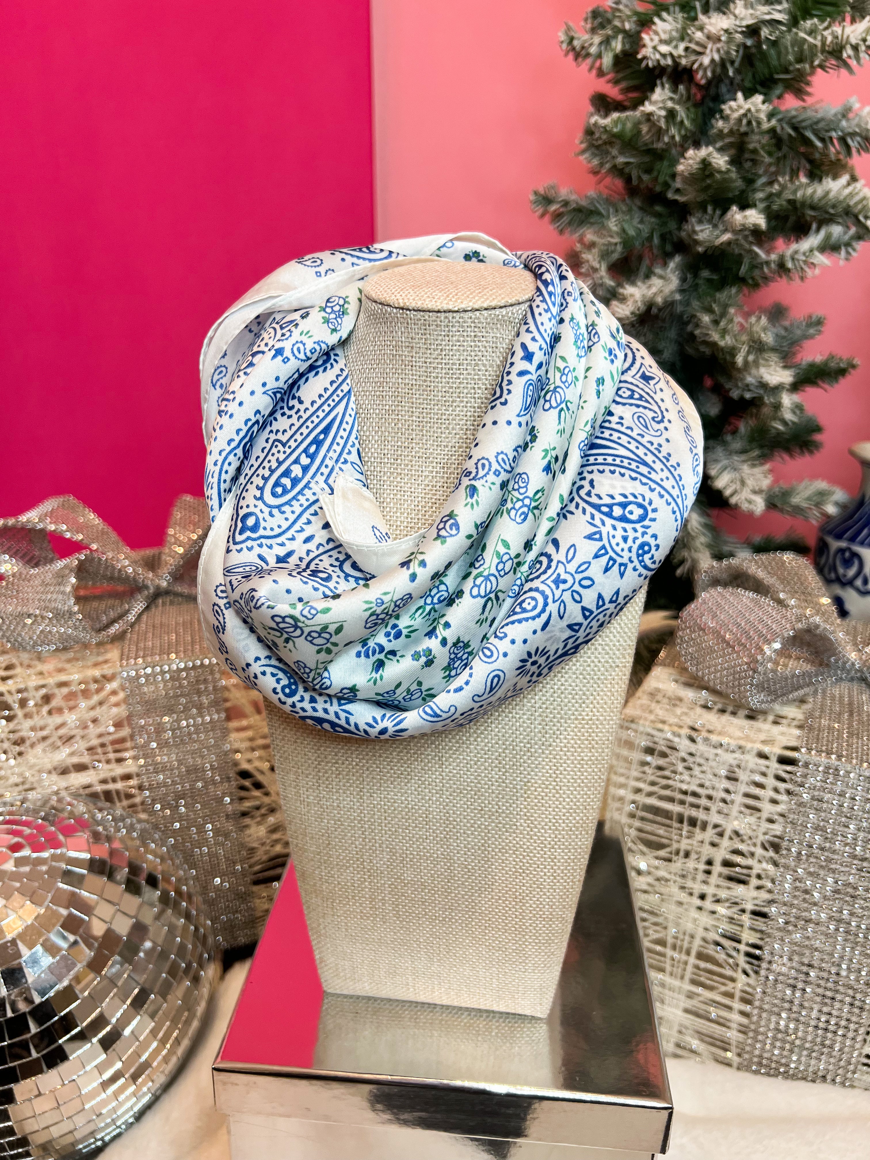 Large Floral Toile Silk Scarf