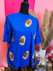 Blue Football Sequins Oversized Tee