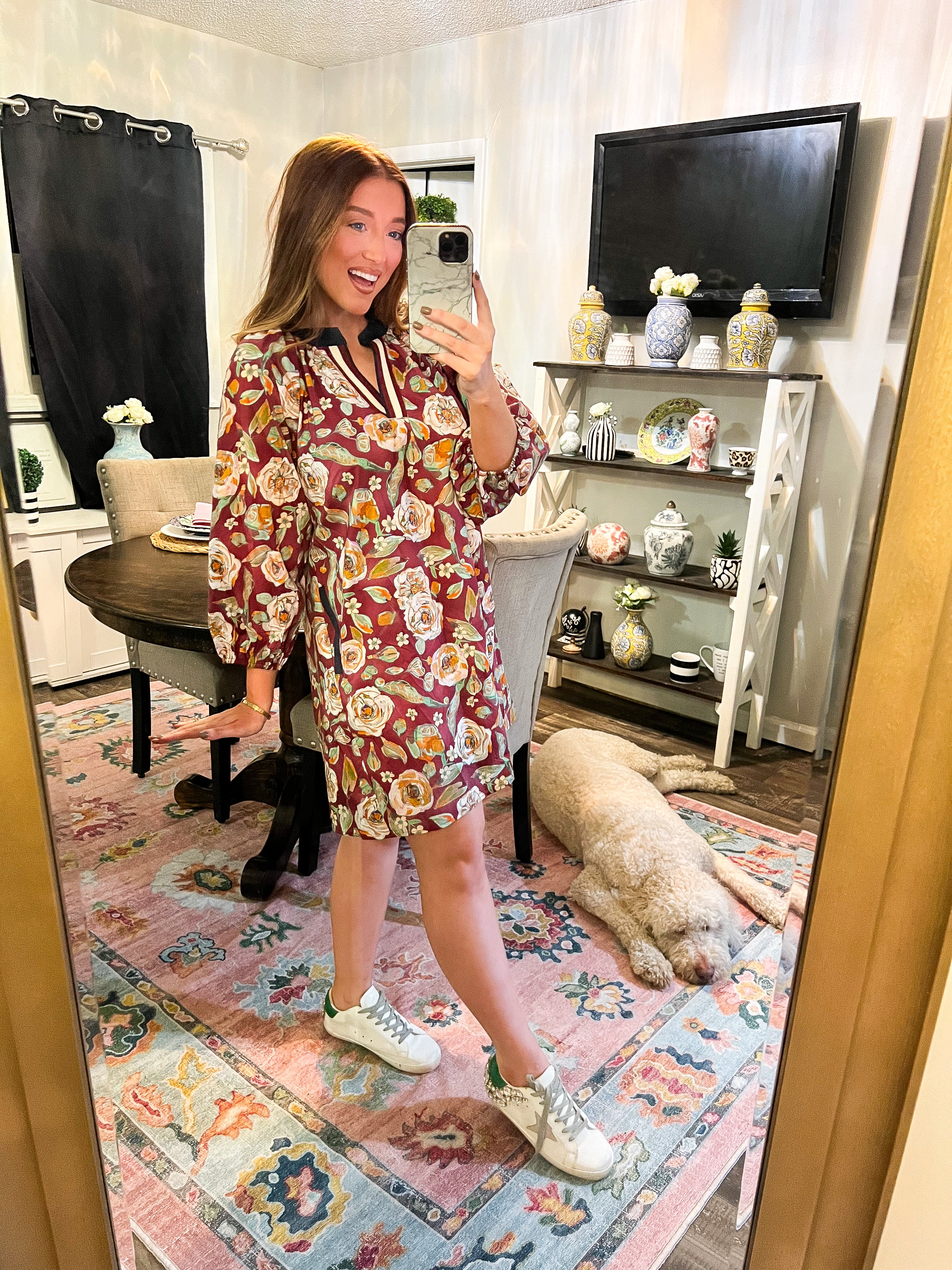 Lauren Burgundy Floral Dress