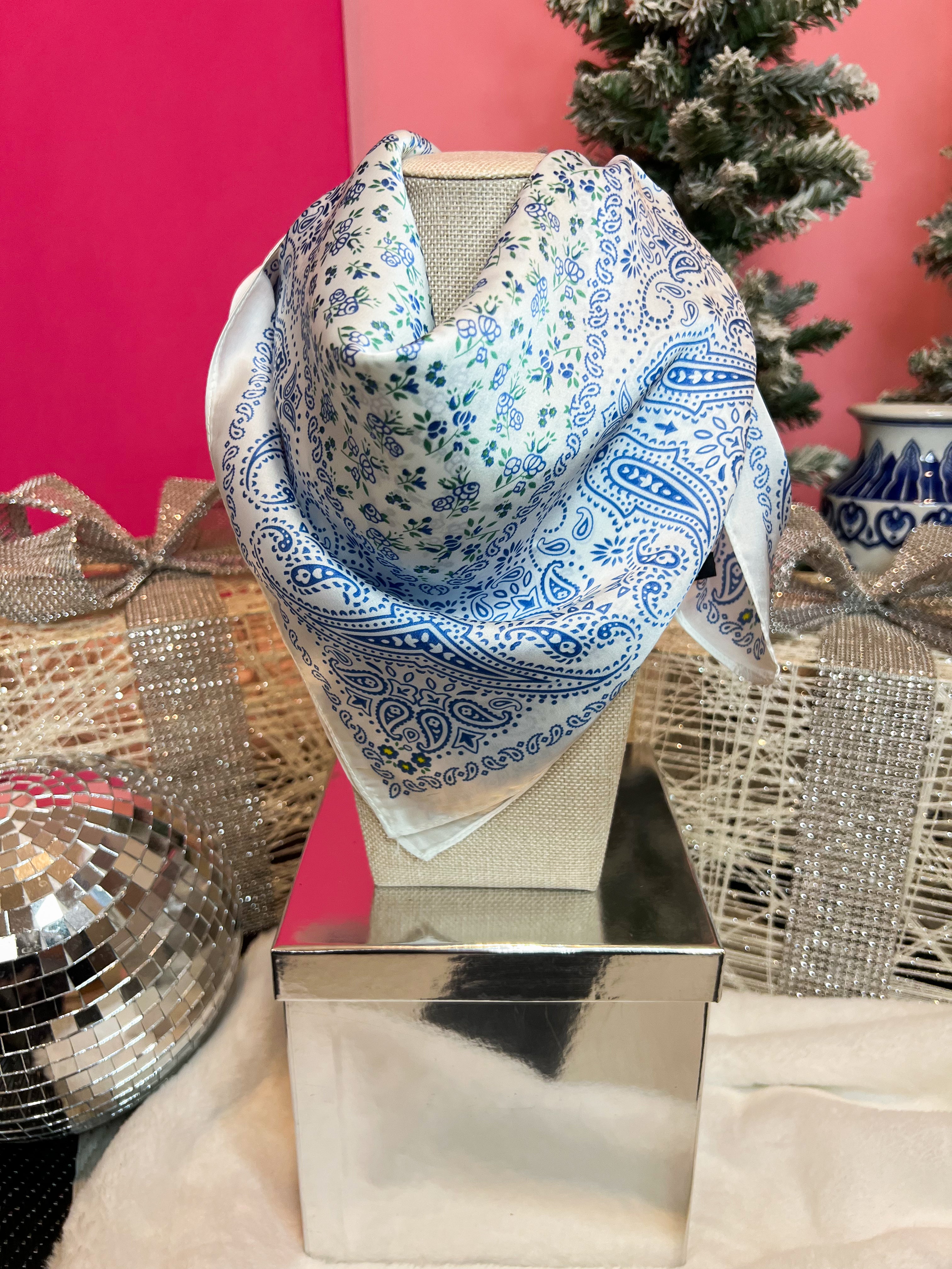 Large Floral Toile Silk Scarf