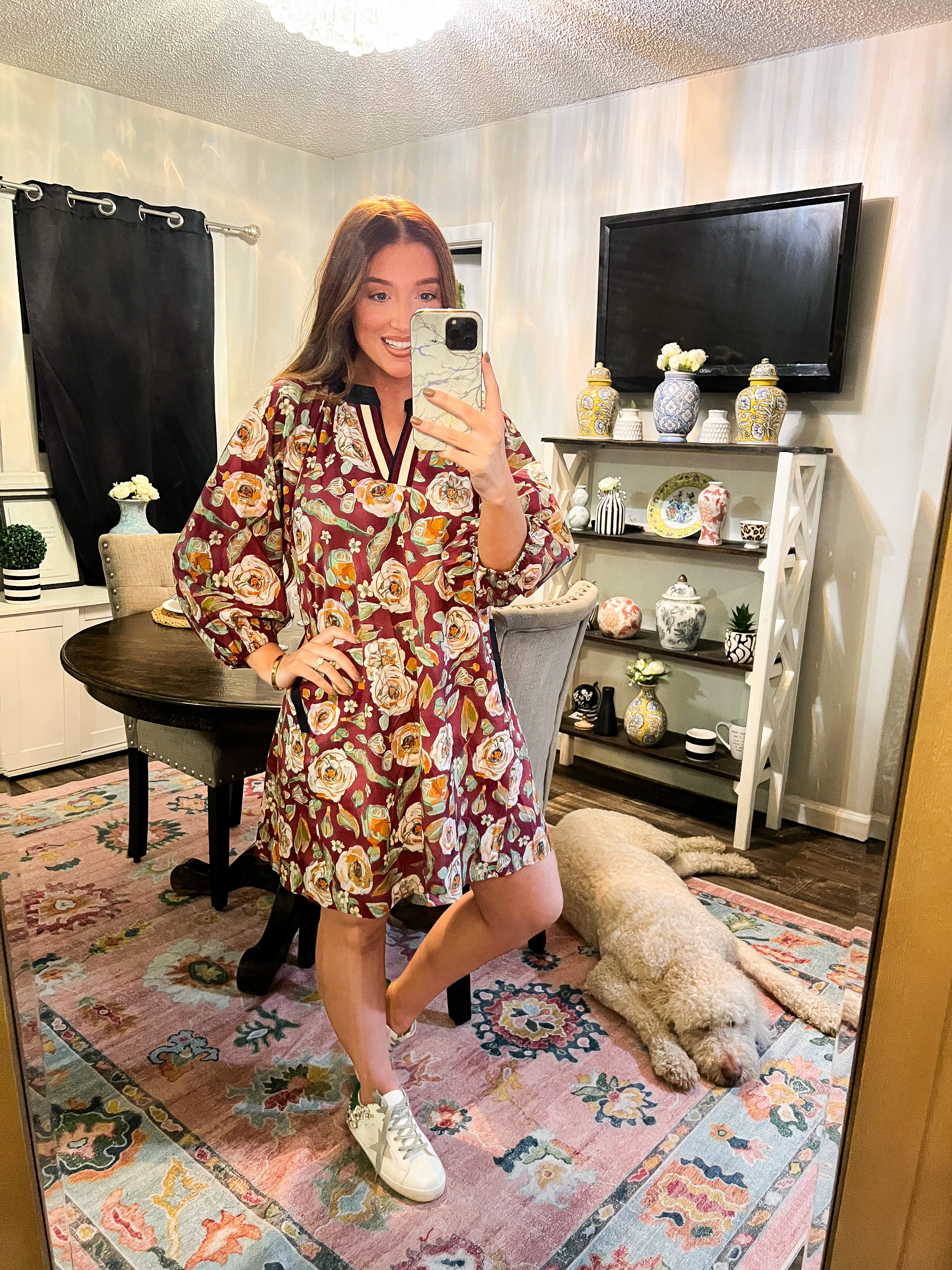 Lauren Burgundy Floral Dress
