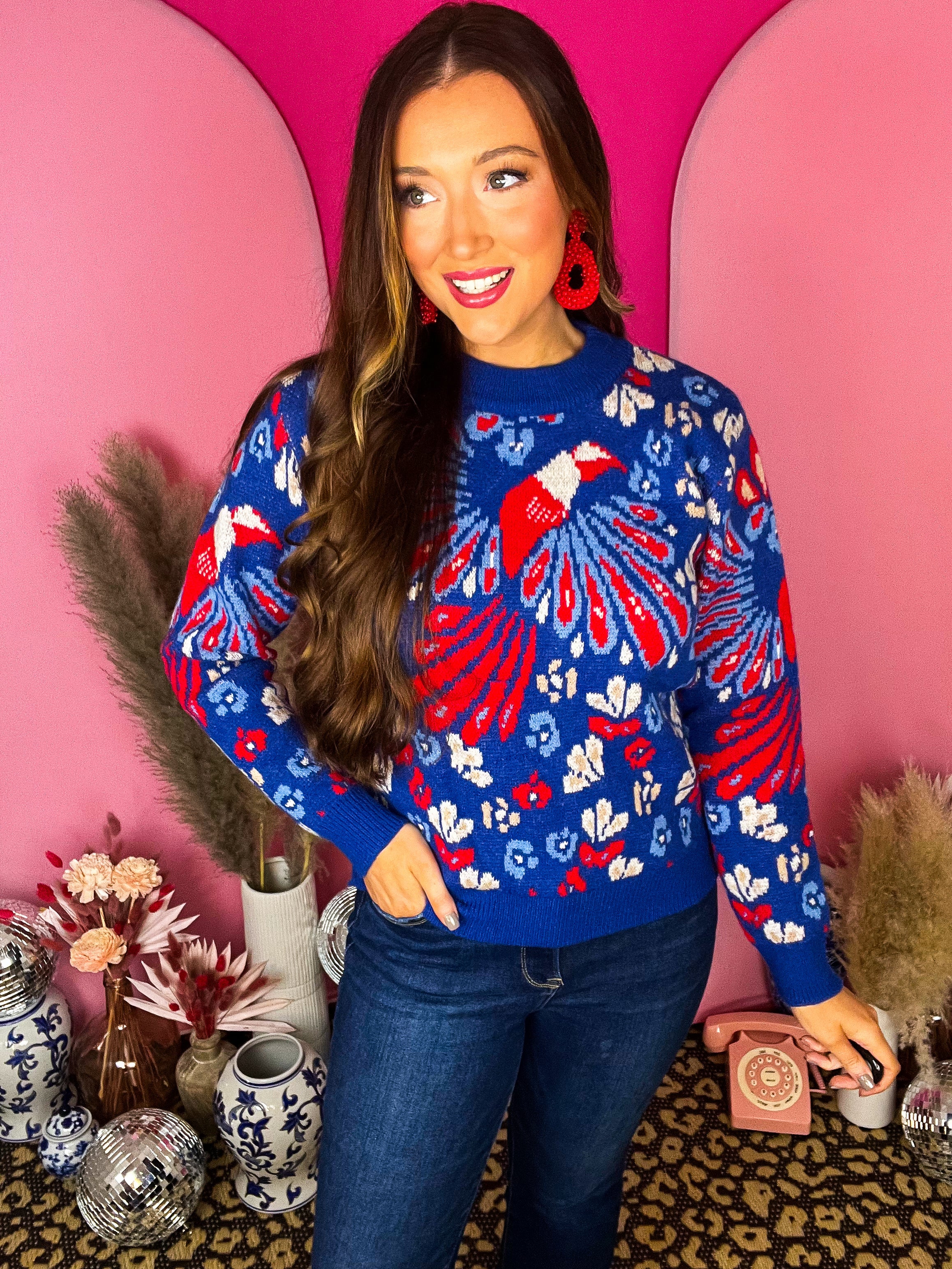 Trisha Royal Print Sweater