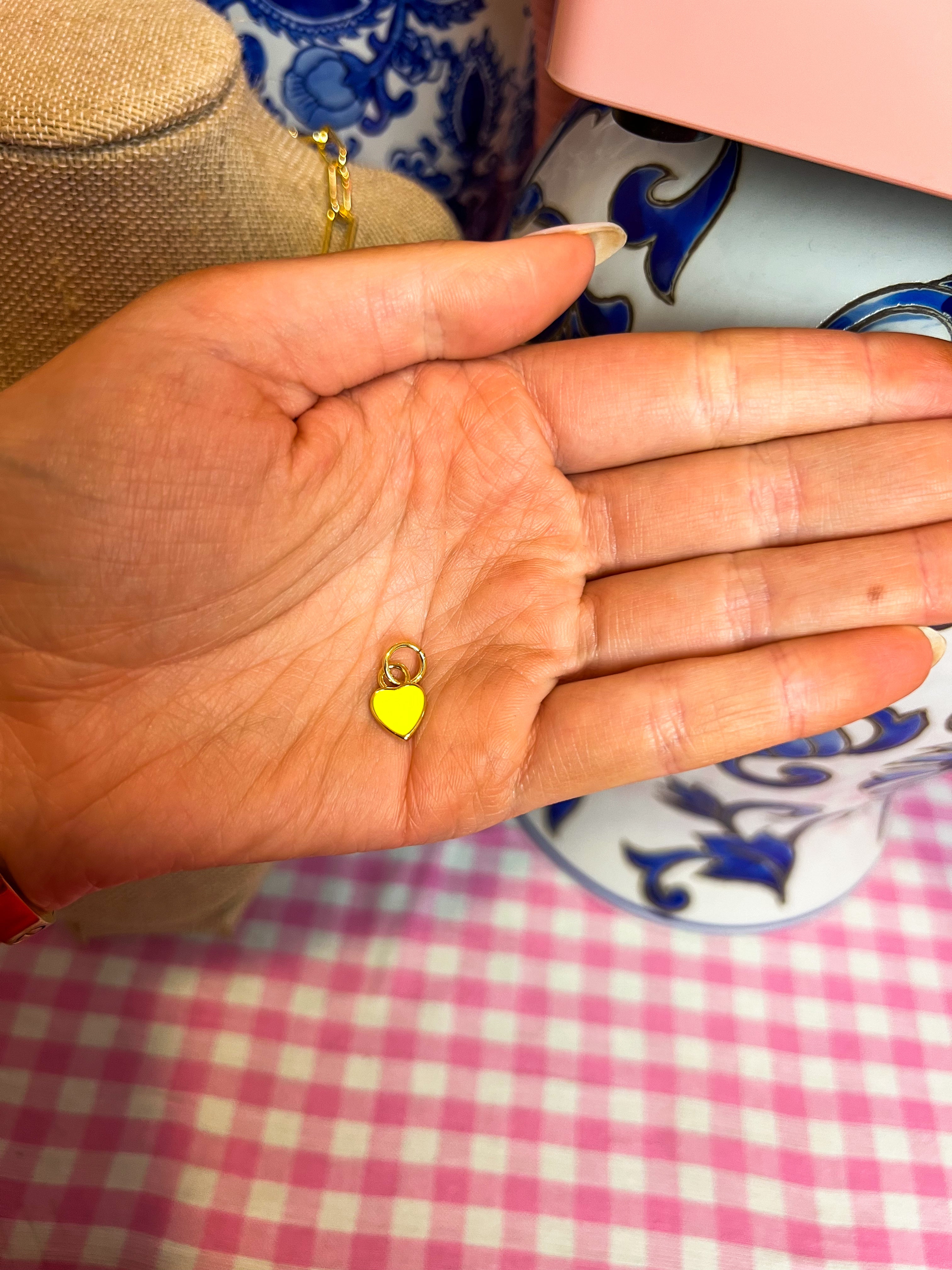 Small Enamel Heart Pendant Chartreuse