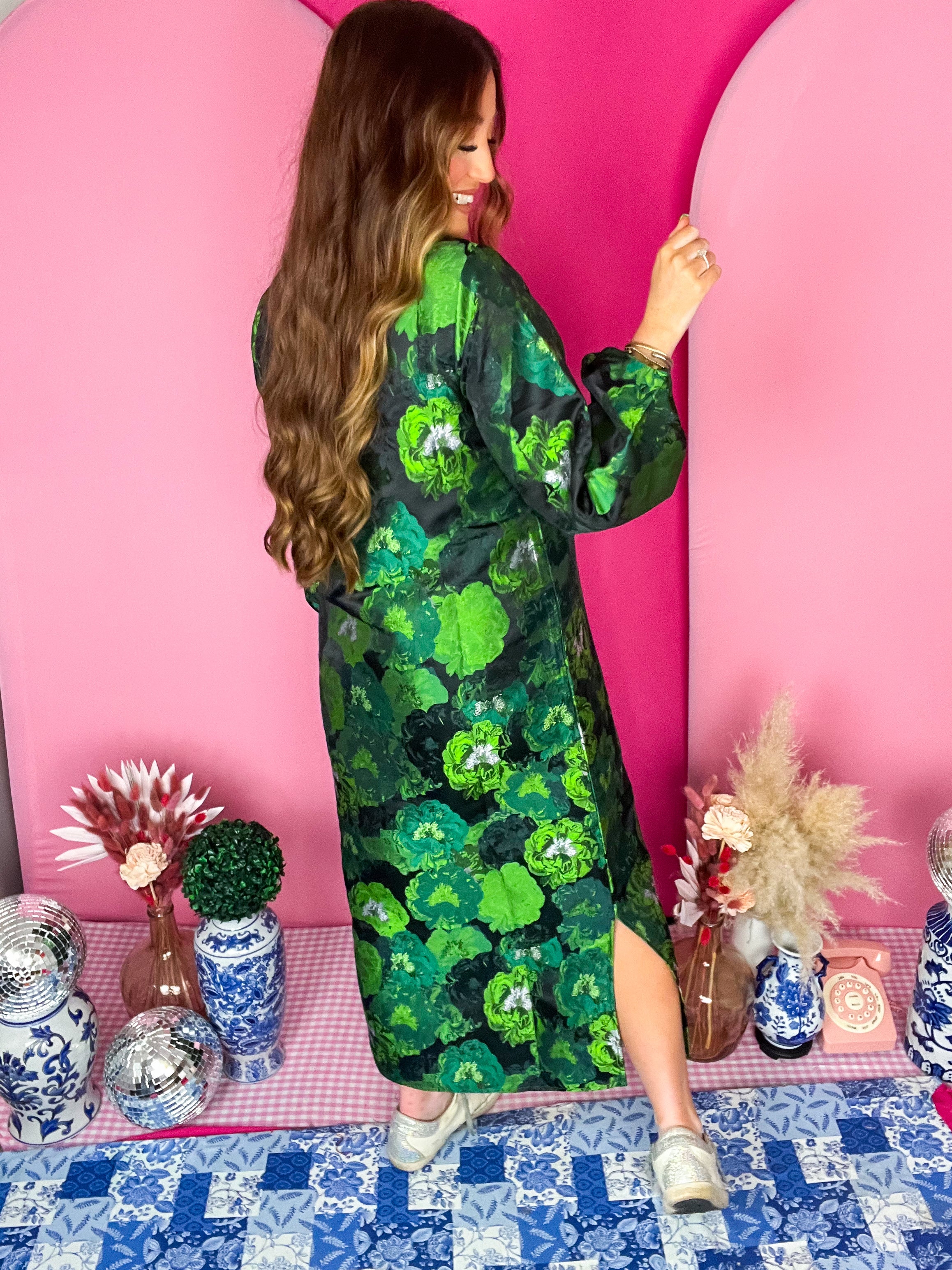 Elizabeth Green Jacquard Dress