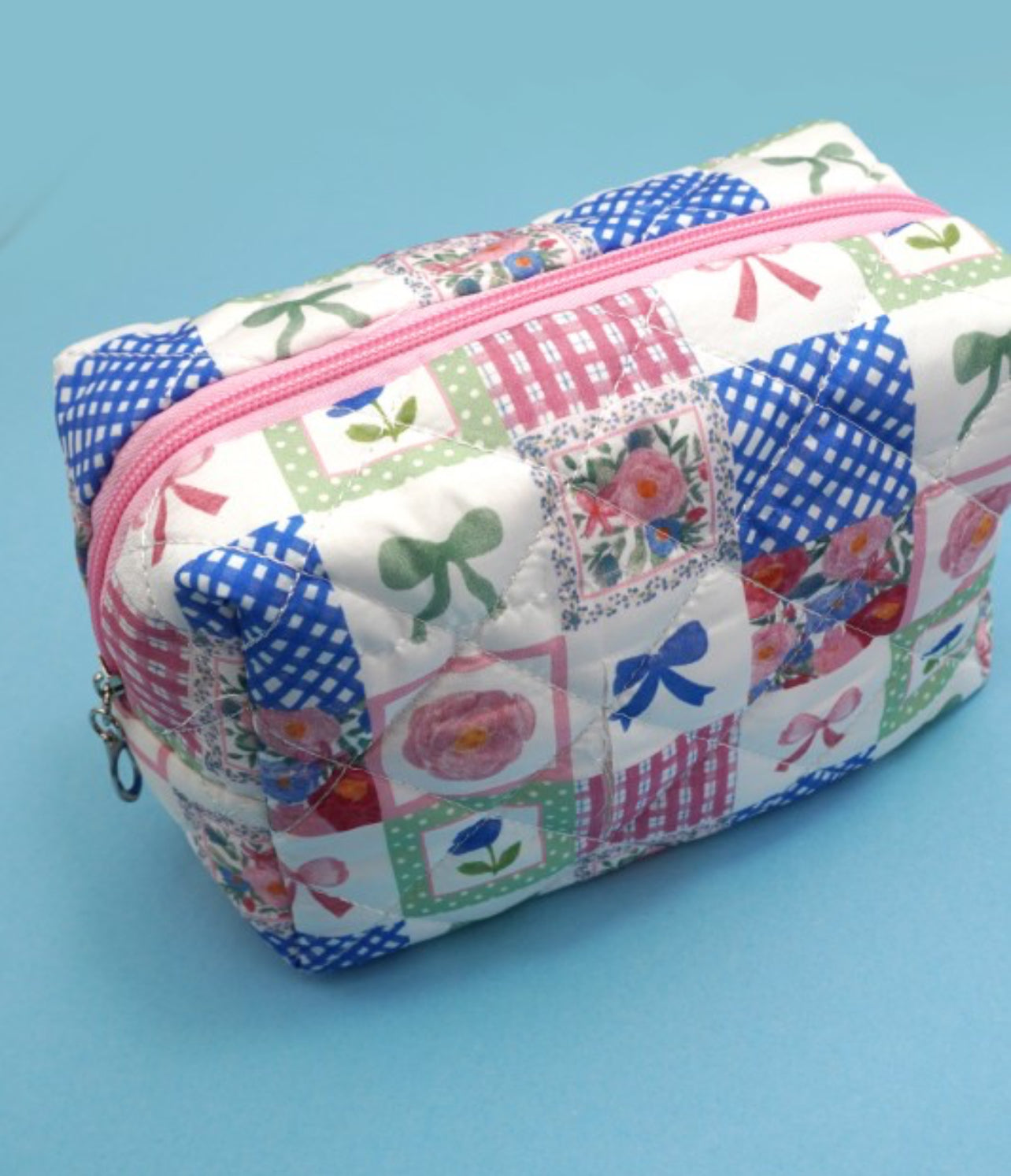 Patchwork Bow Makeup Bag