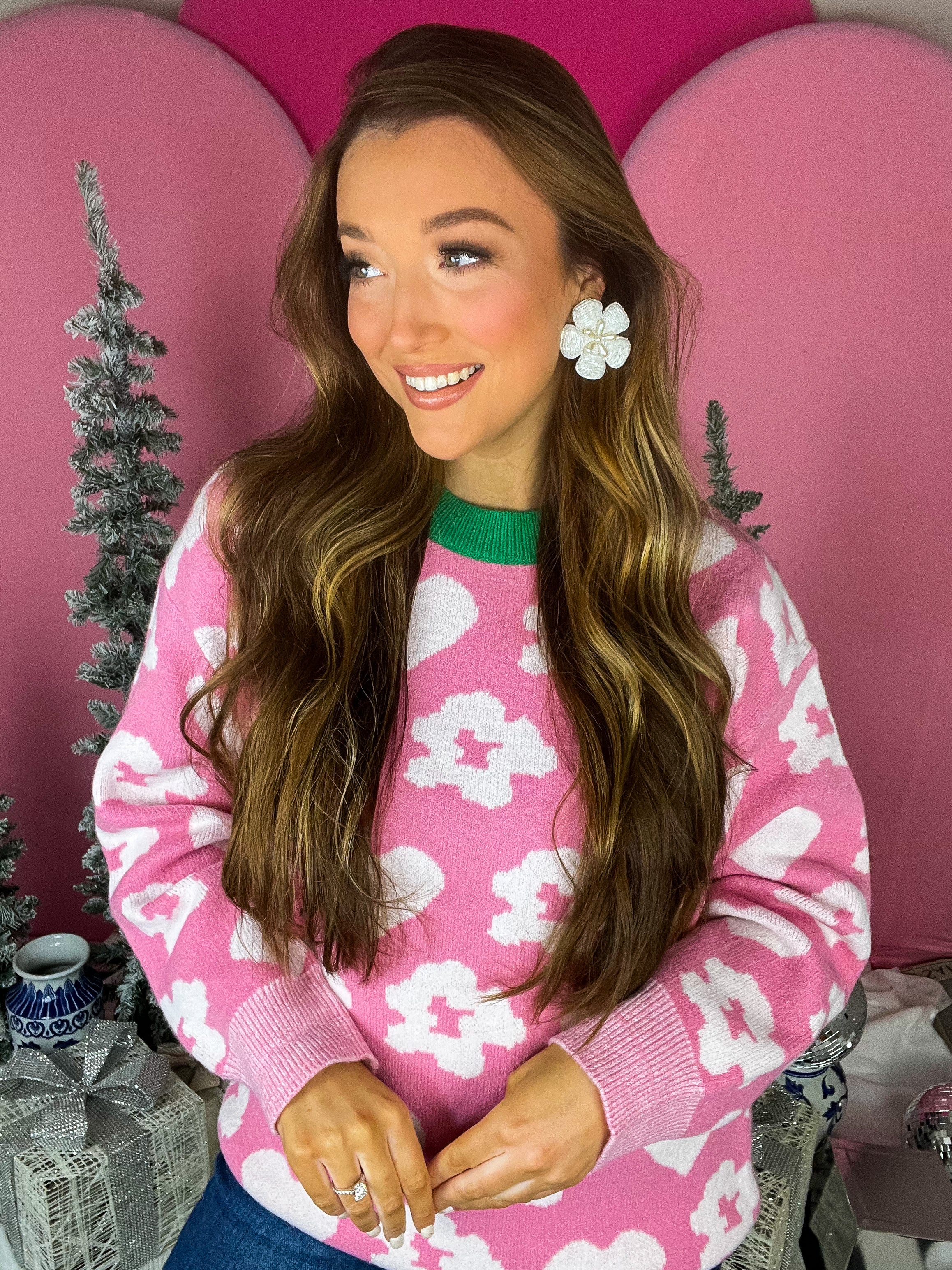 Ivory Beaded Poppy Floral Earring