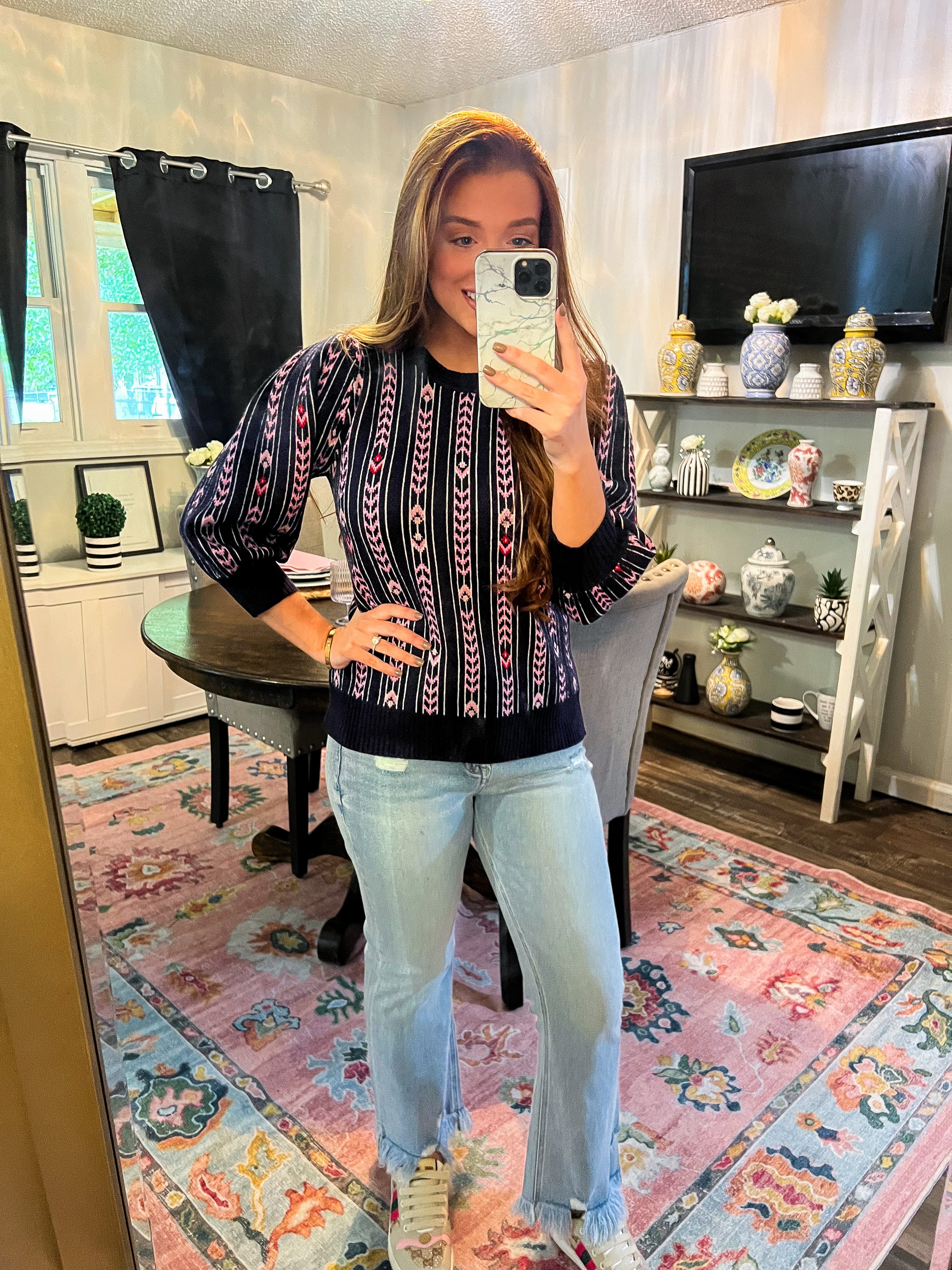 Midnight Floral Jacquard Sweater