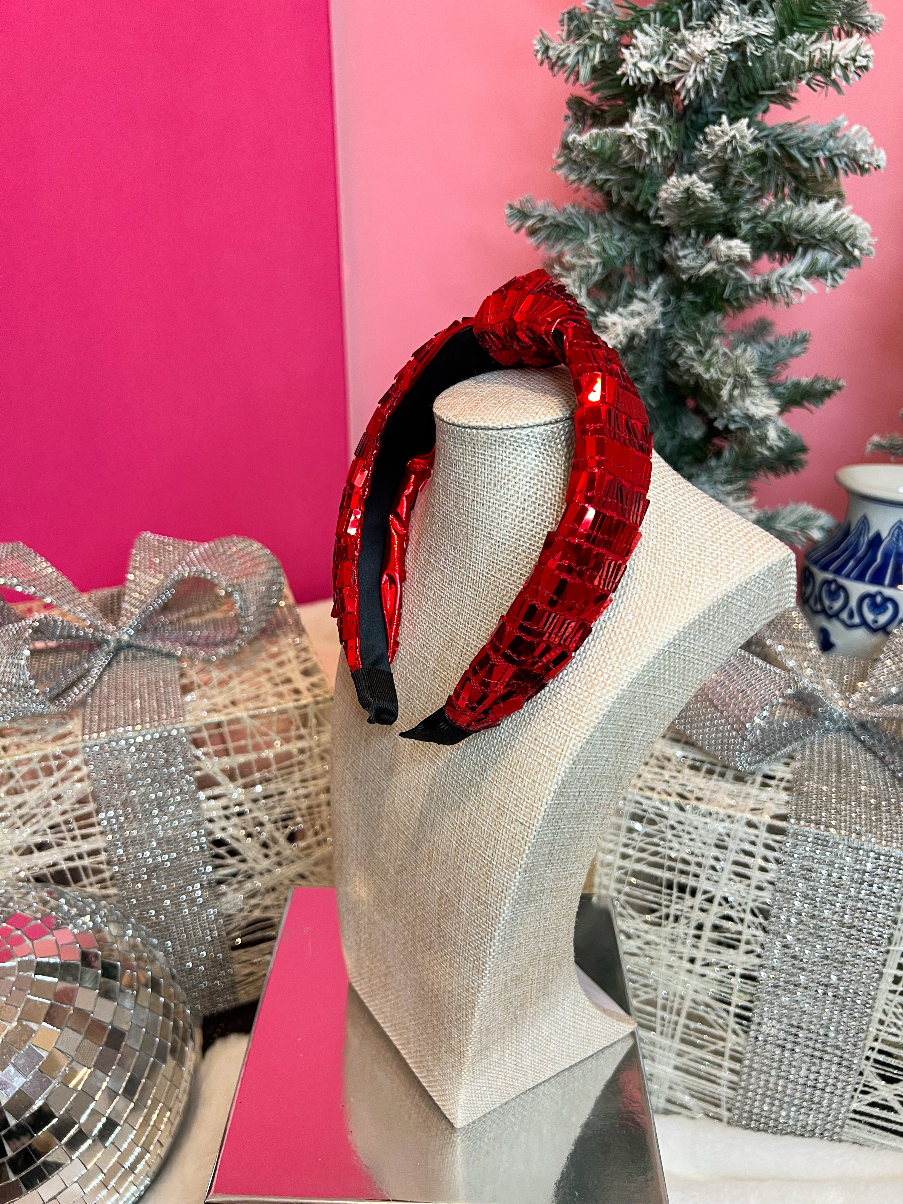 Red Sequin Knot Headband