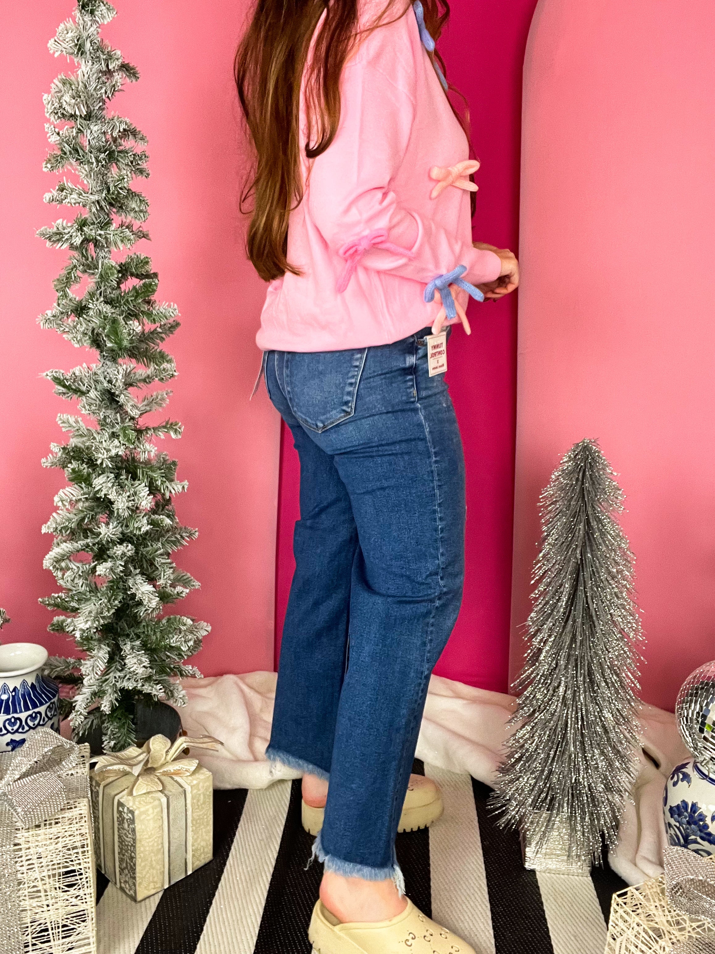 Becky Mid Rise Crop Straight Risen Denim Jean