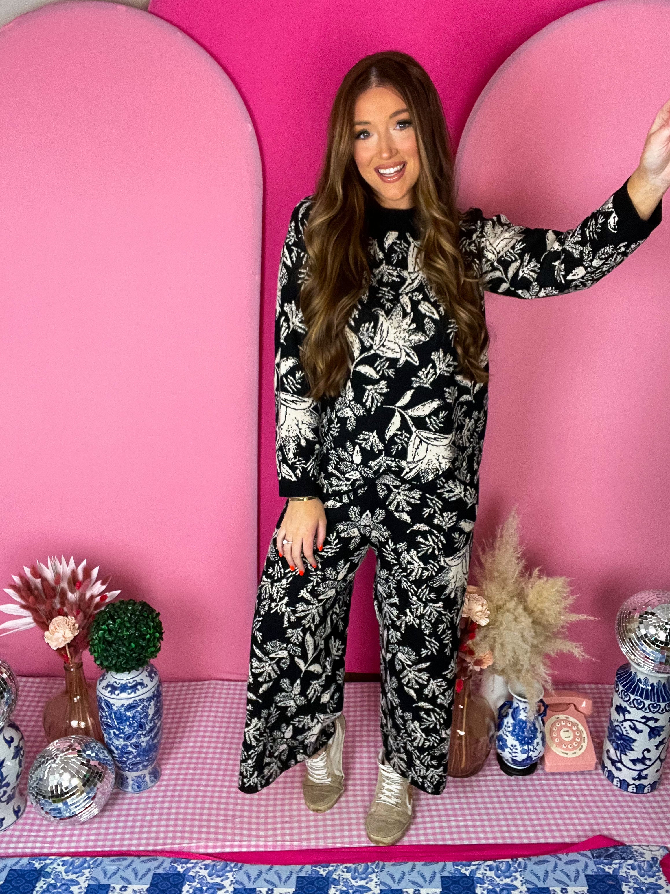 Black Jacquard Sweater Top