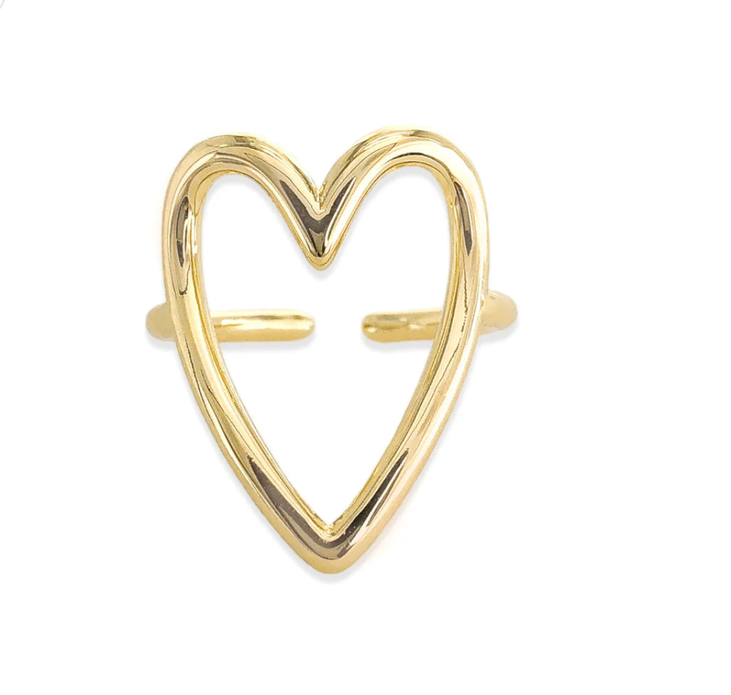 Adjustable 18K Gold Heart Ring