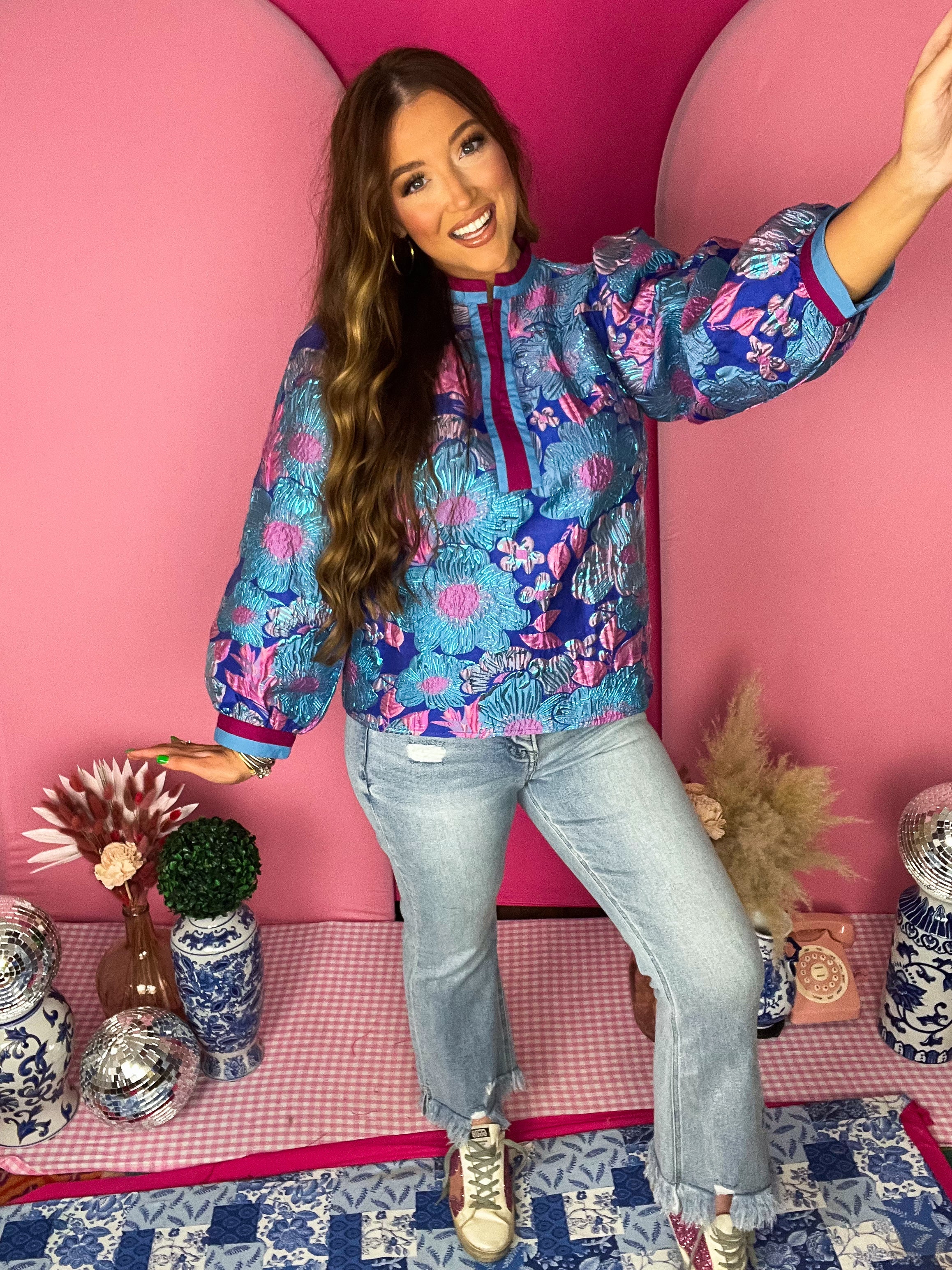 Chole Royal Jacquard Top