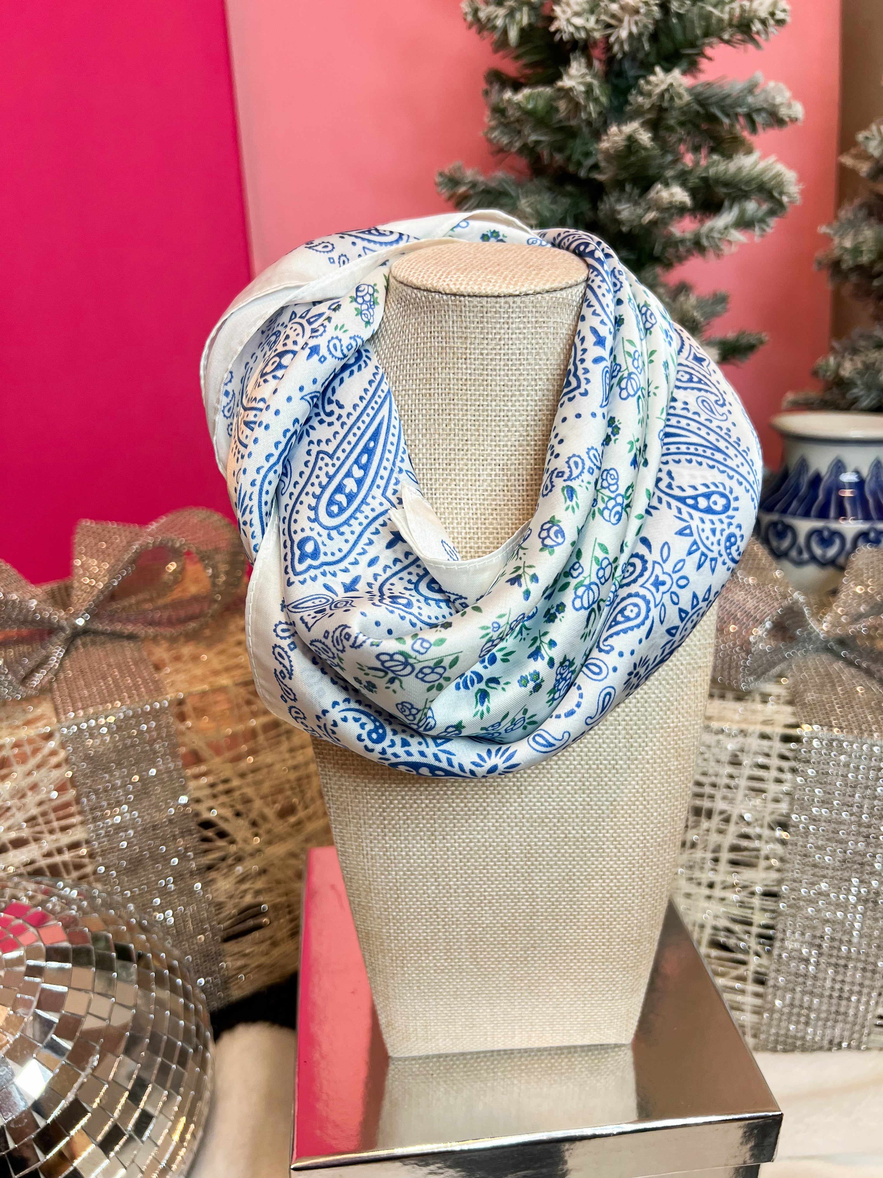 Large Floral Toile Silk Scarf