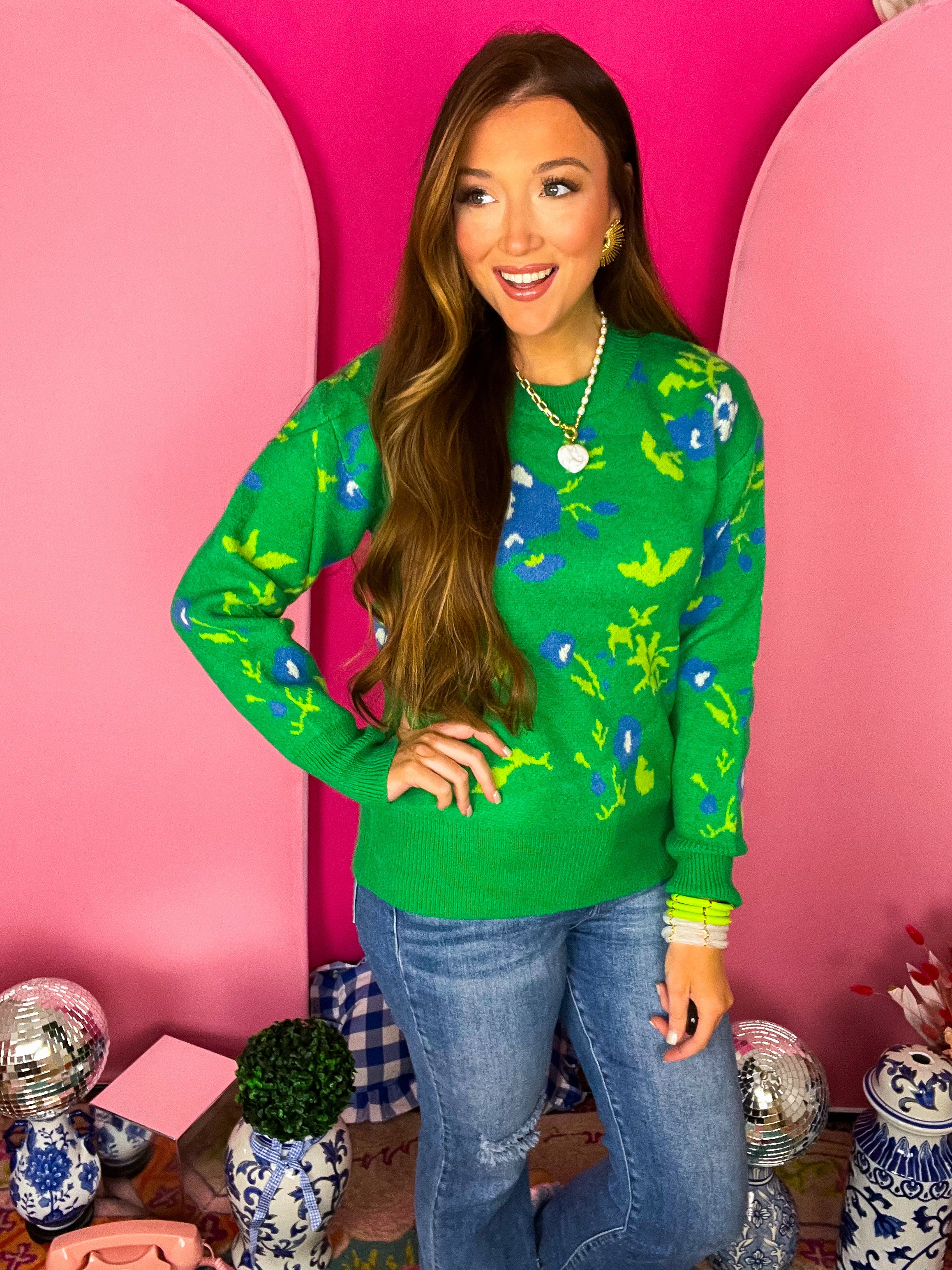 Forever Fields Green Sweater