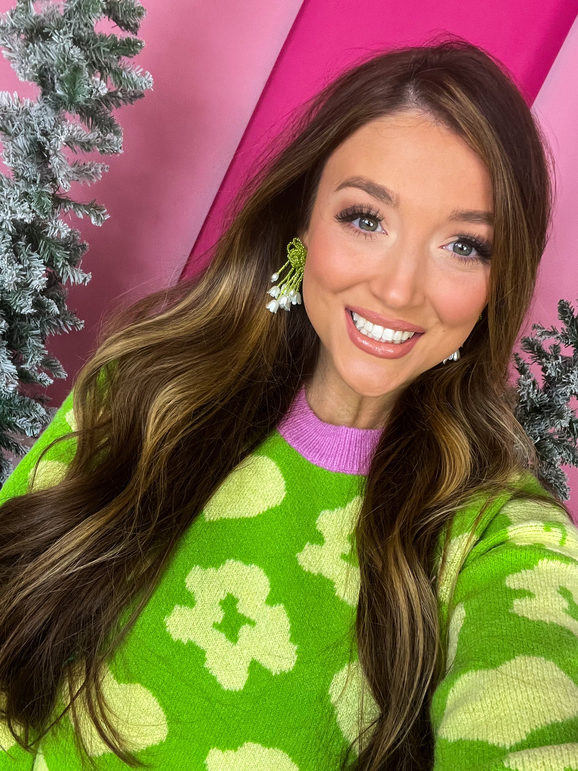 Lime Pearl Tulip Earring