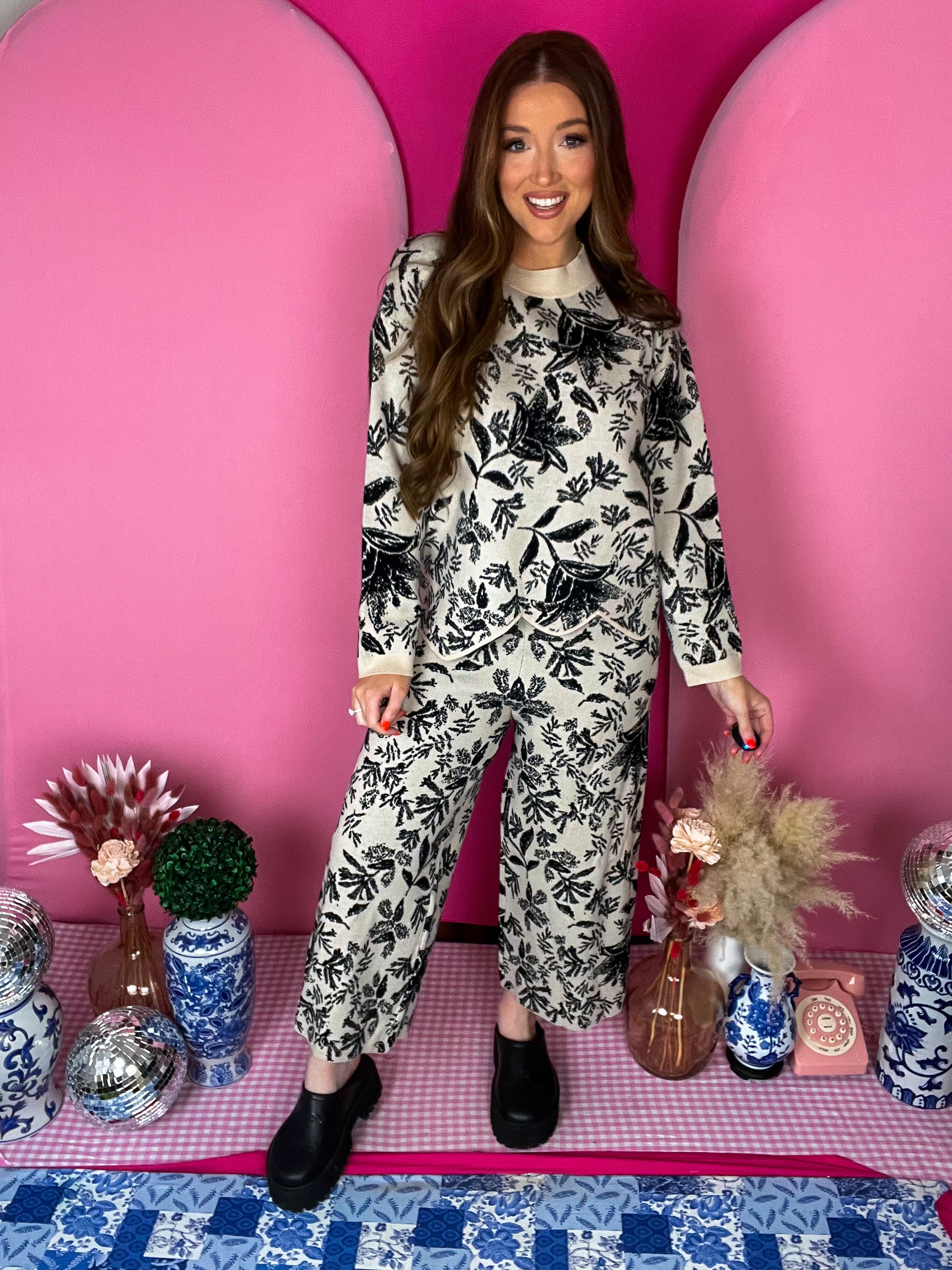 Taupe Jacquard Sweater Top