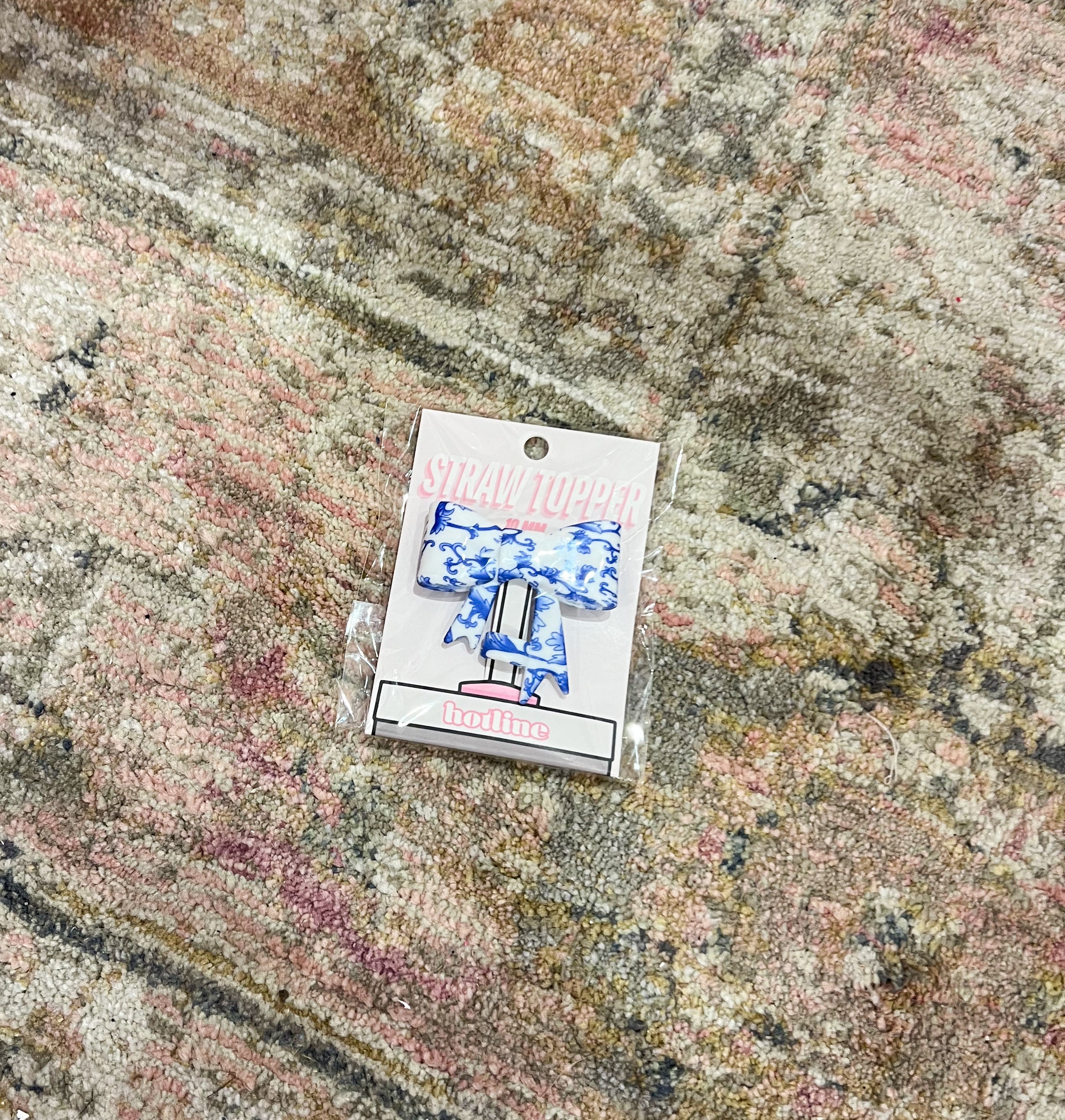 Straw Topper Blue/White Floral