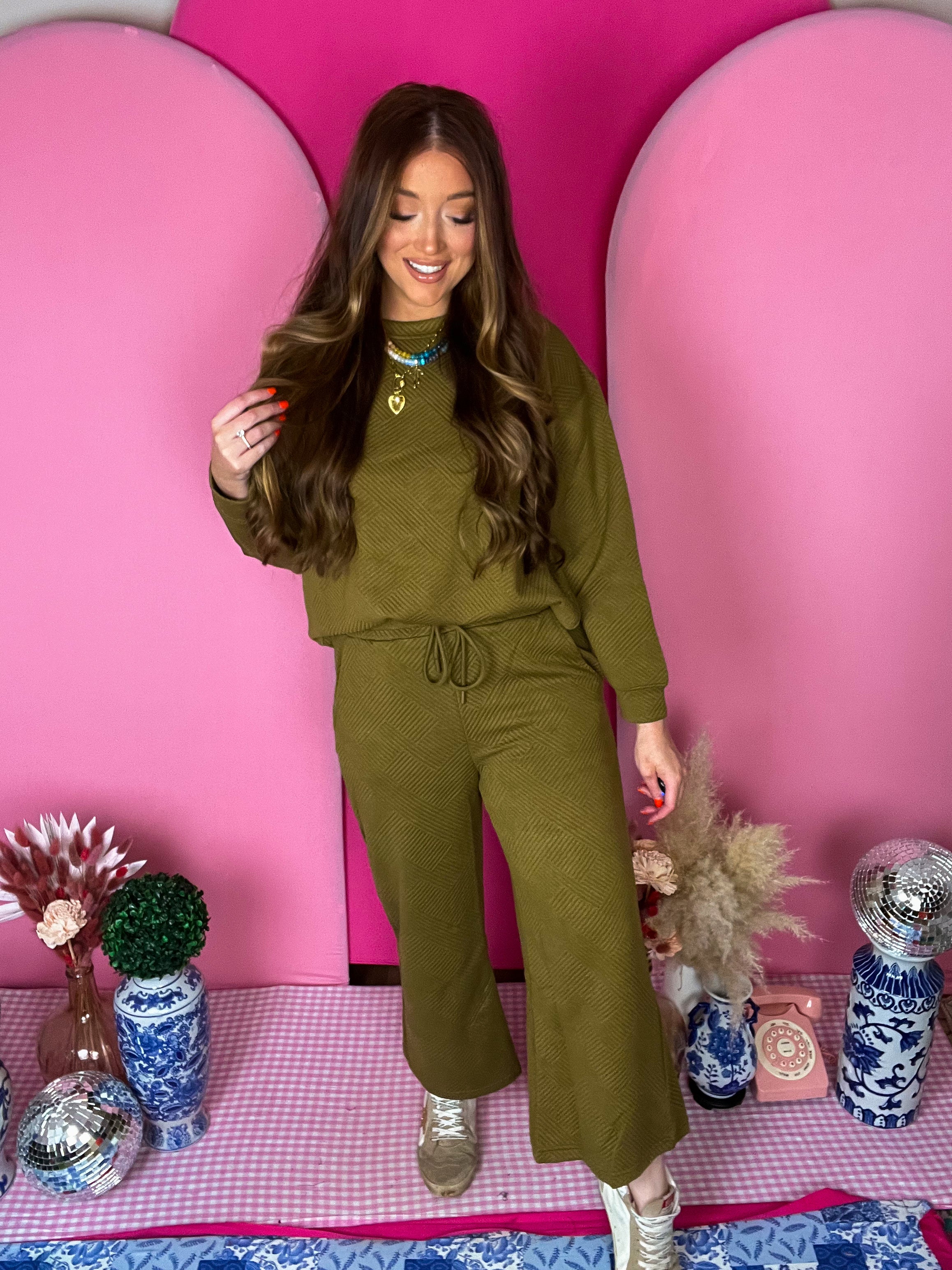 Olive Texture Sweatshirt