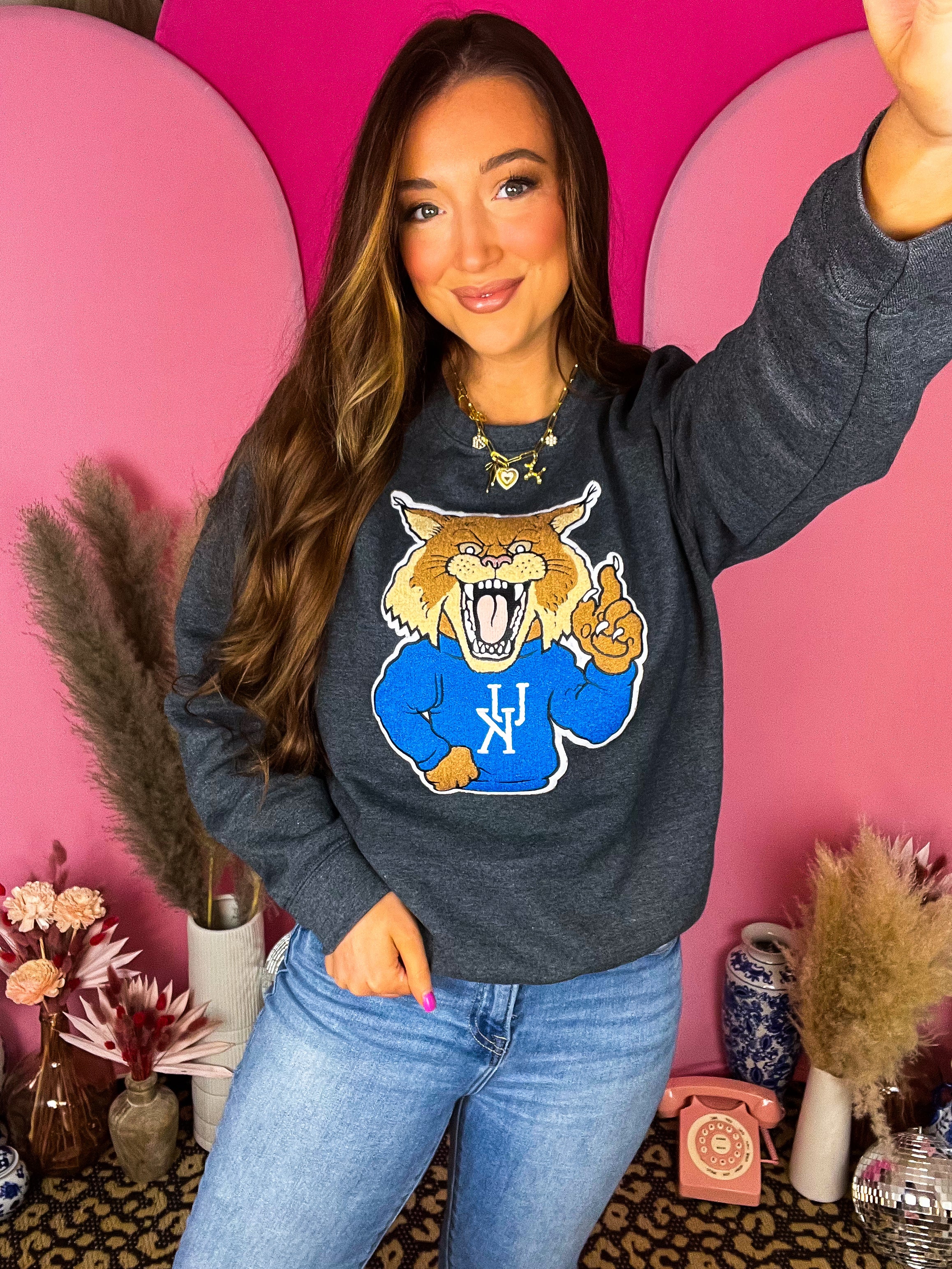 Vintage Wildcat Charcoal Patch Pullover