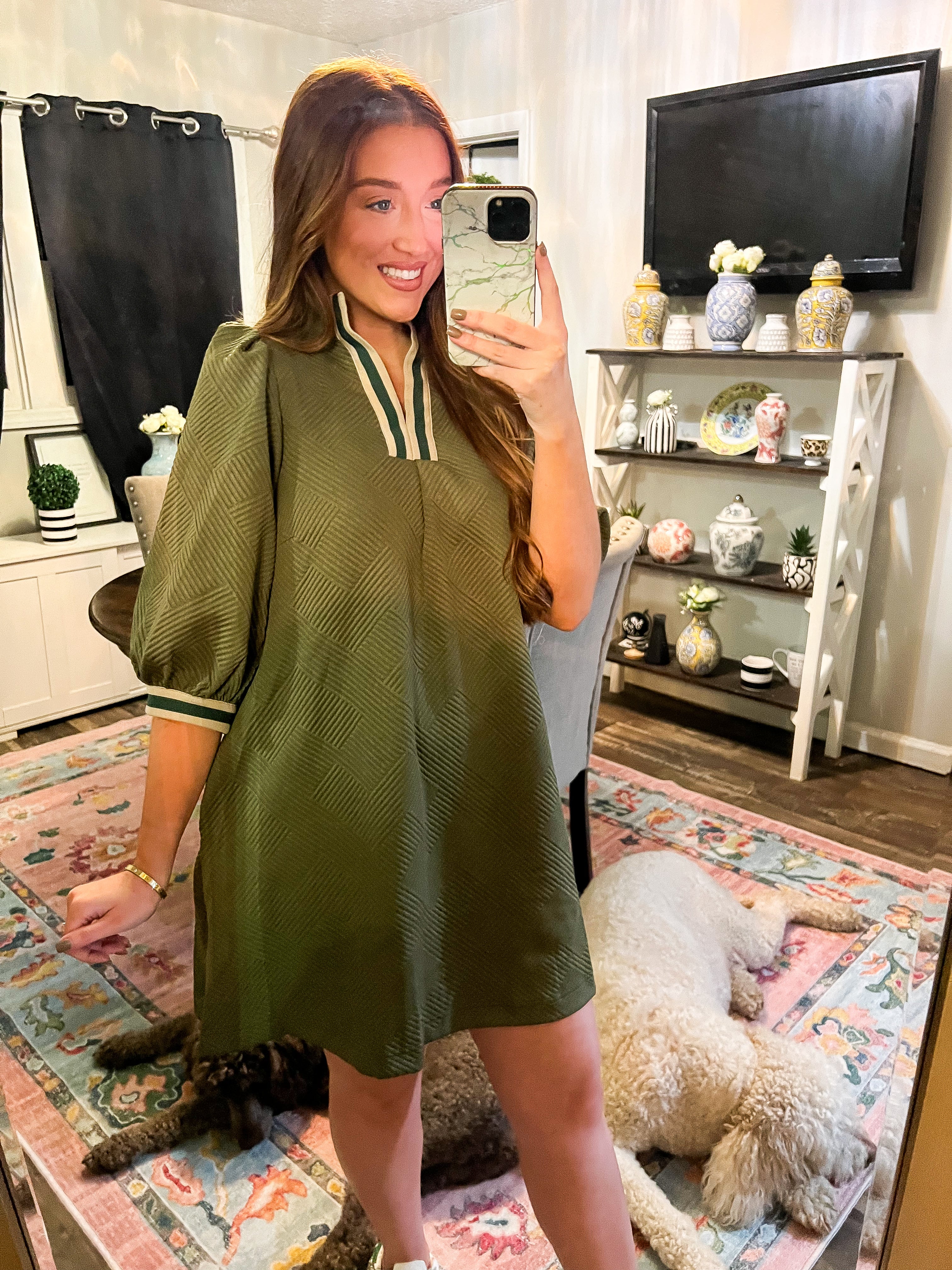 Olive Sporty Jacquard Dress