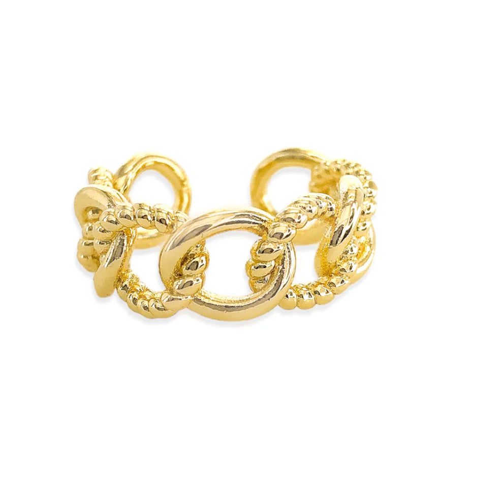 Curb Chain Ring Adjustable 18K Gold Plated