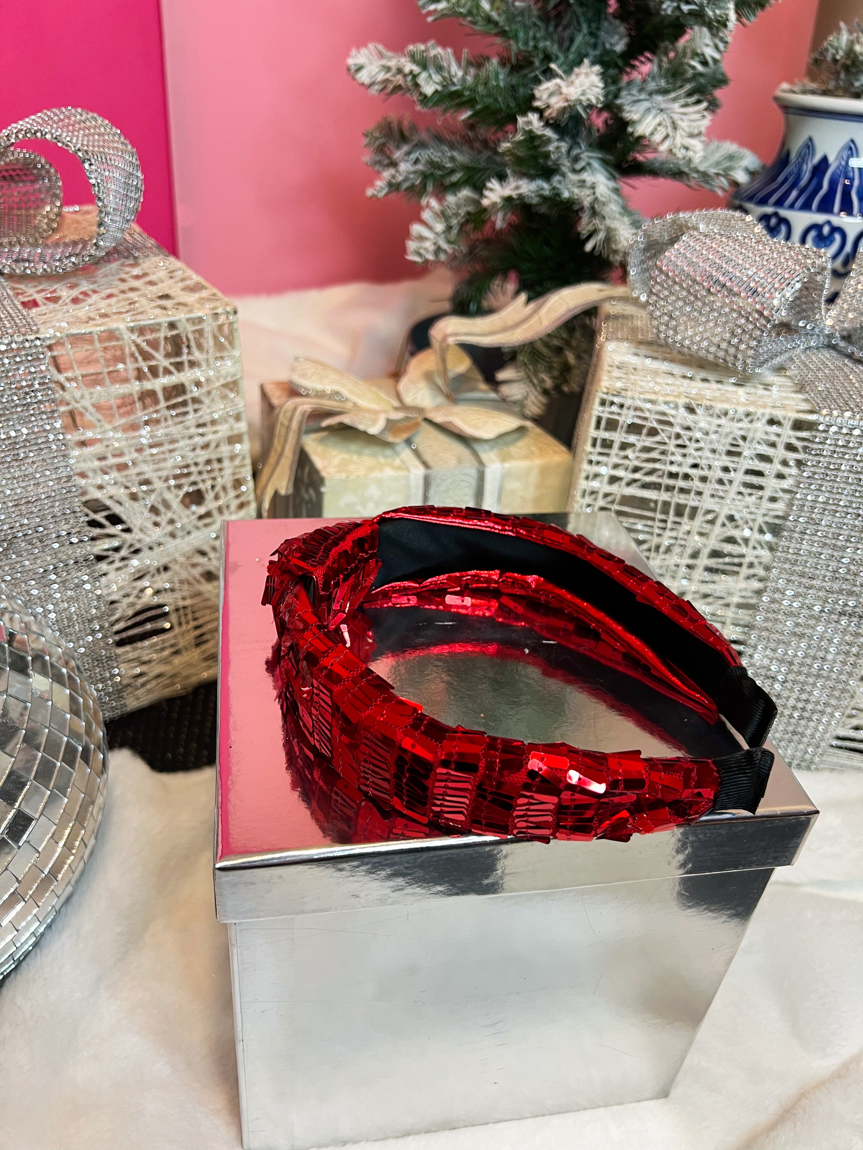 Red Sequin Knot Headband