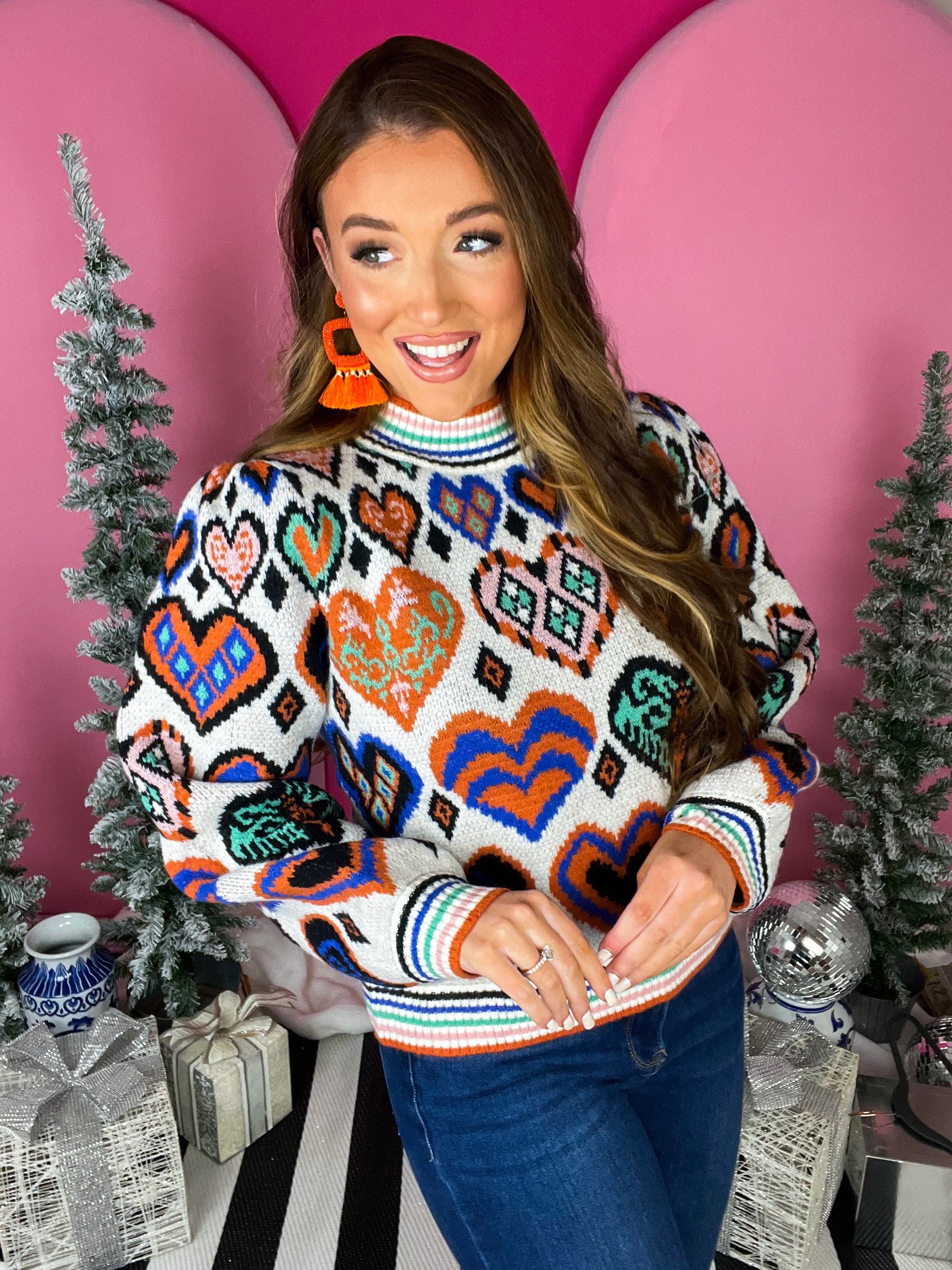 Ivory Heart On Lock Sweater