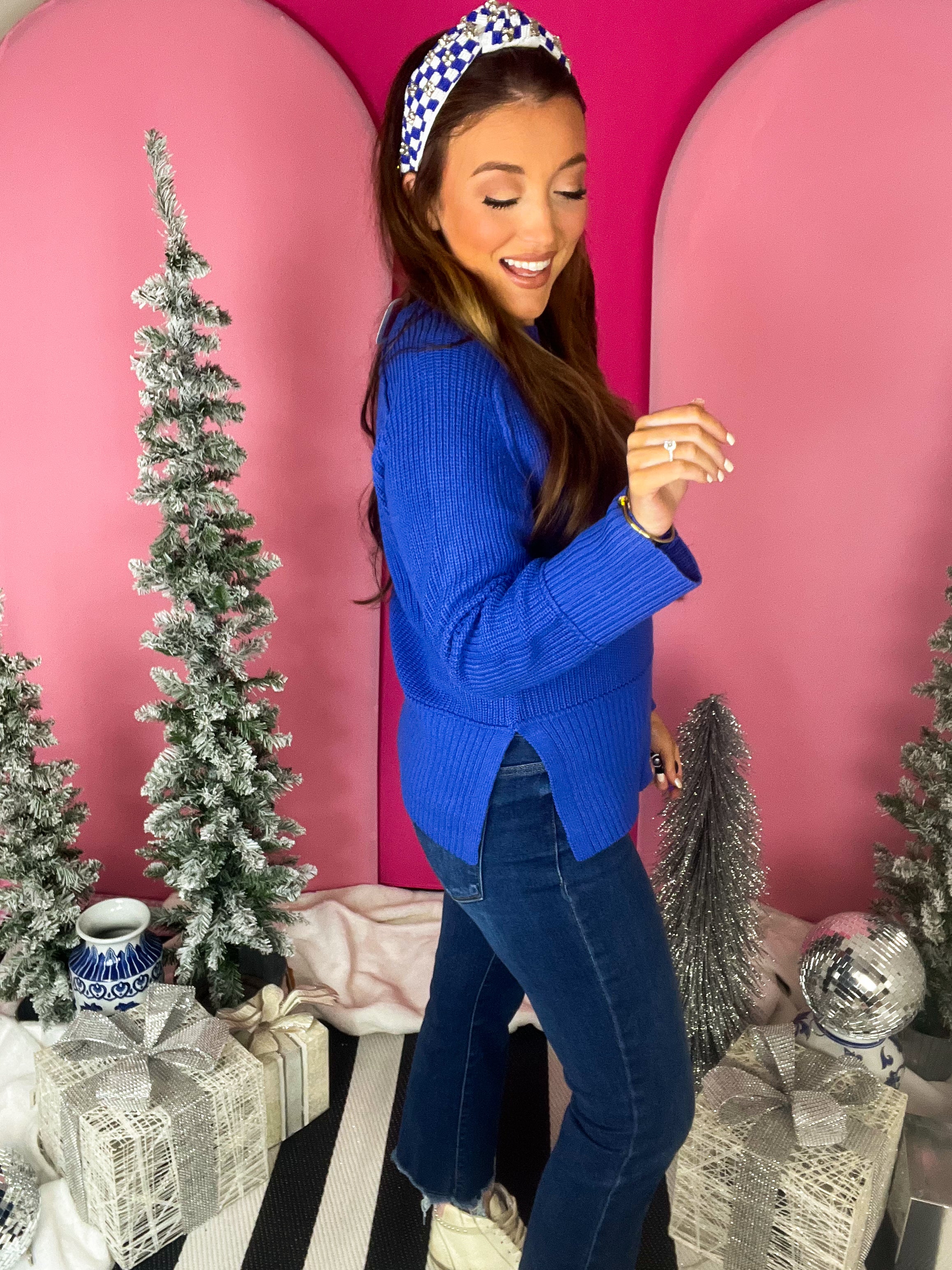 Cobalt Raglan Oversize Knit Sweater