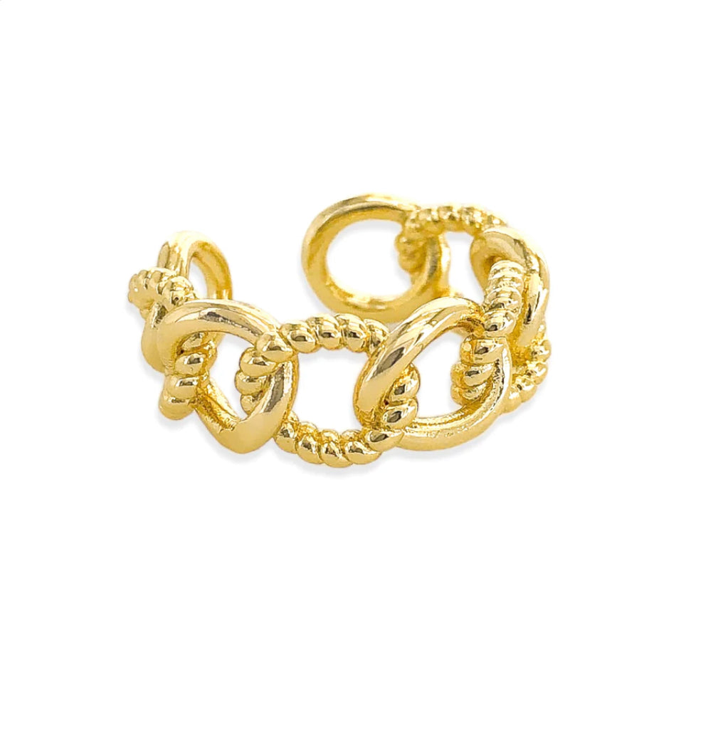 Curb Chain Ring Adjustable 18K Gold Plated