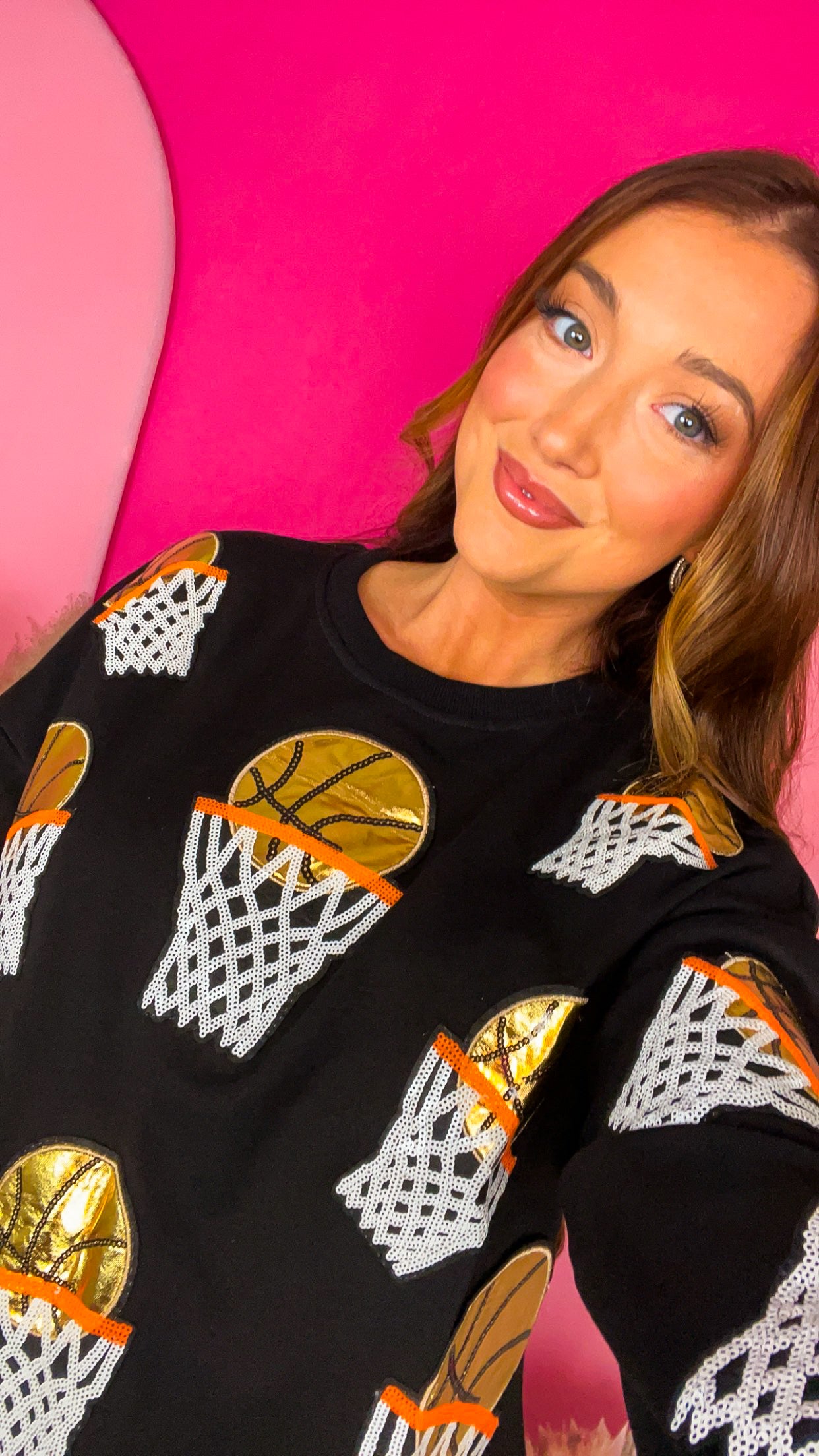 Black Sequin Basketball Pullover