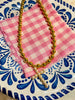 Vintage Beaded Cross Pearl Pendant Necklace