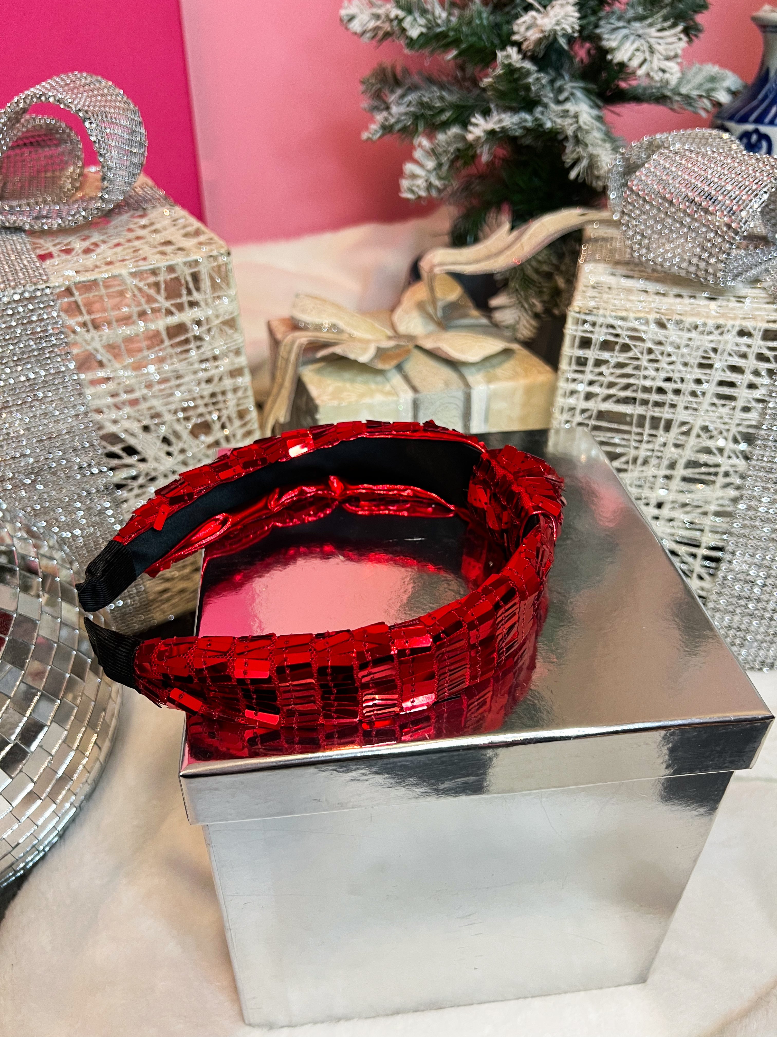 Red Sequin Knot Headband