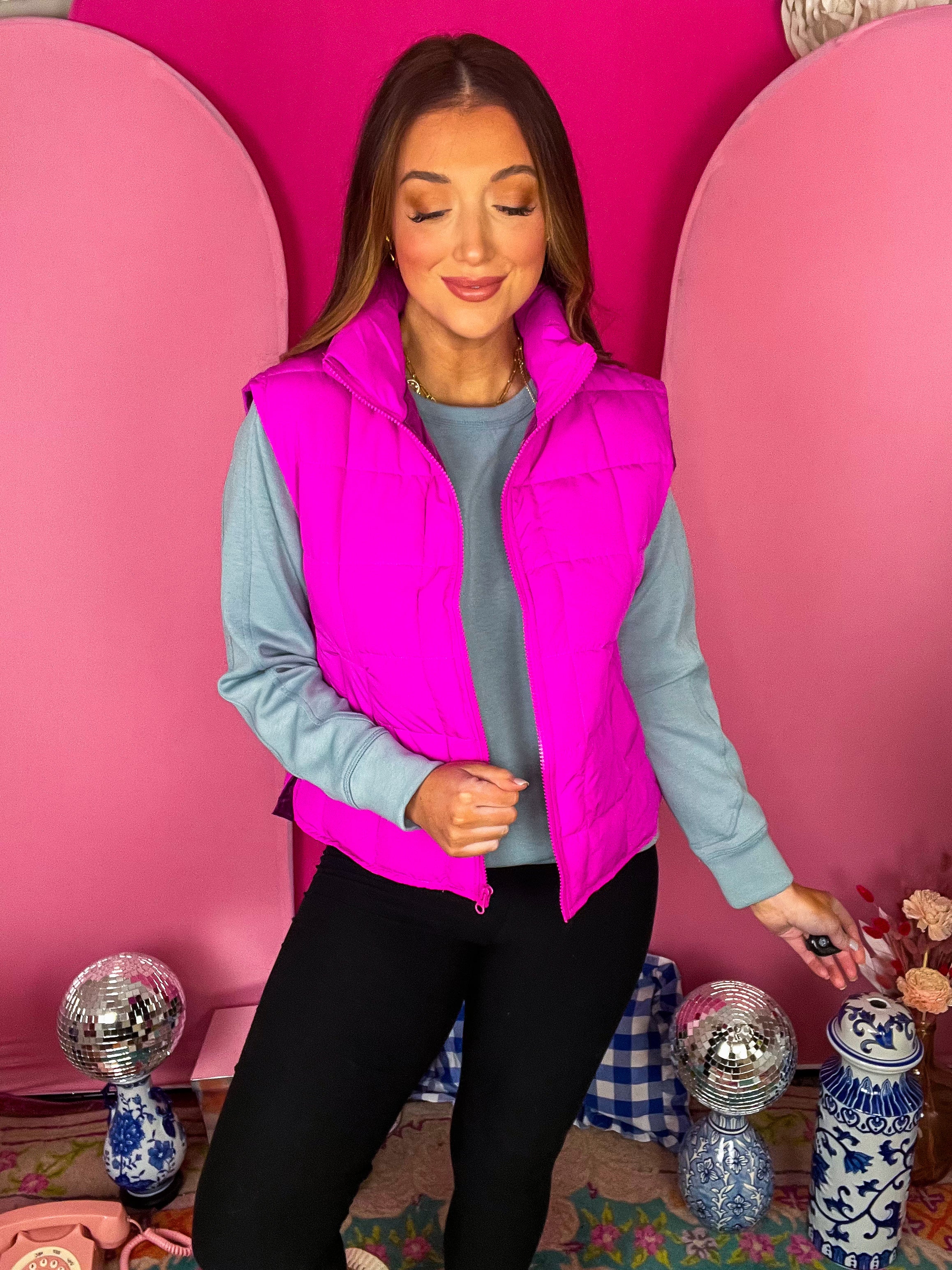 Fuchsia Puffer Padded  Vest