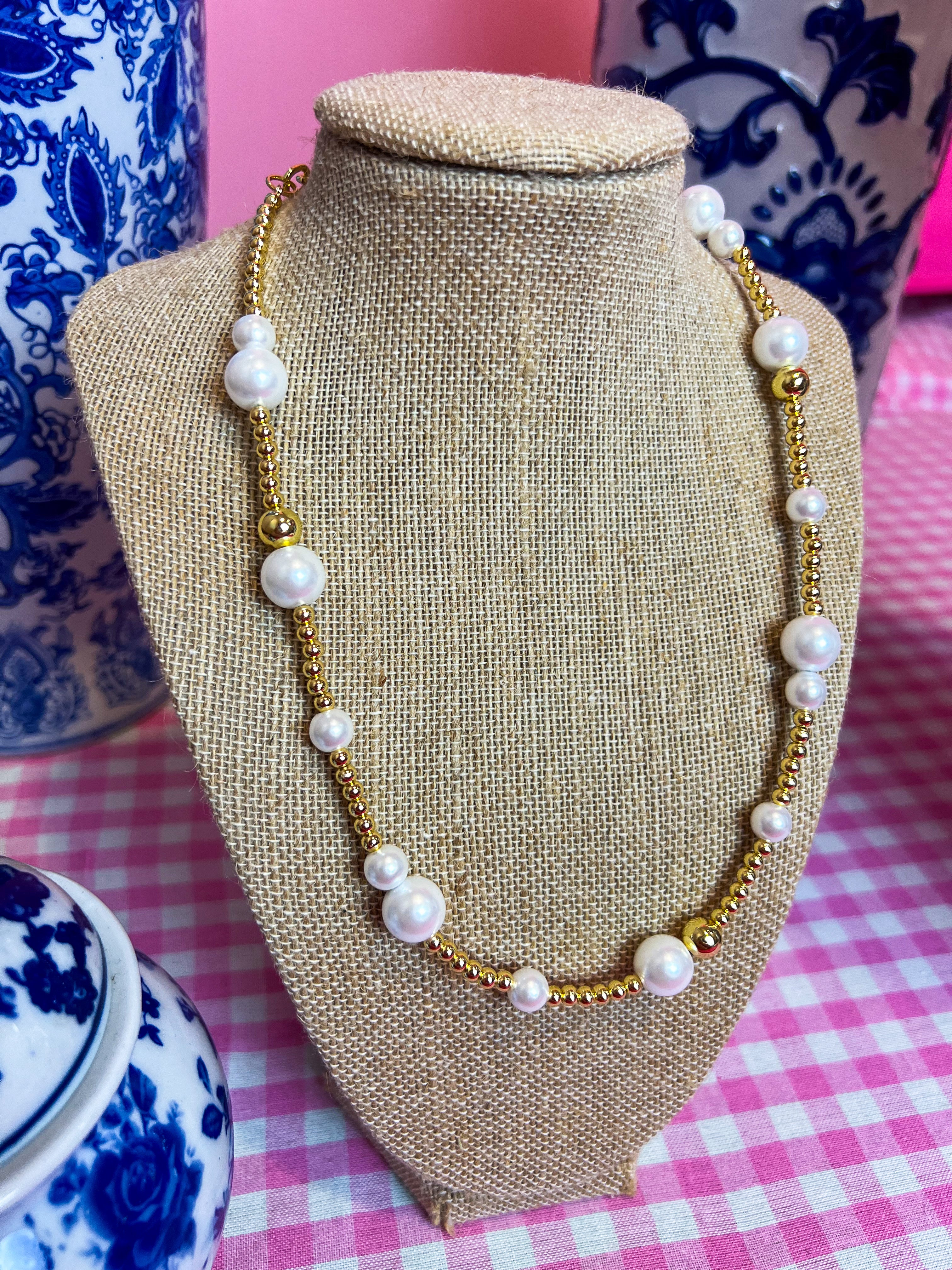 Pearl Danity Spacer 18K Necklace