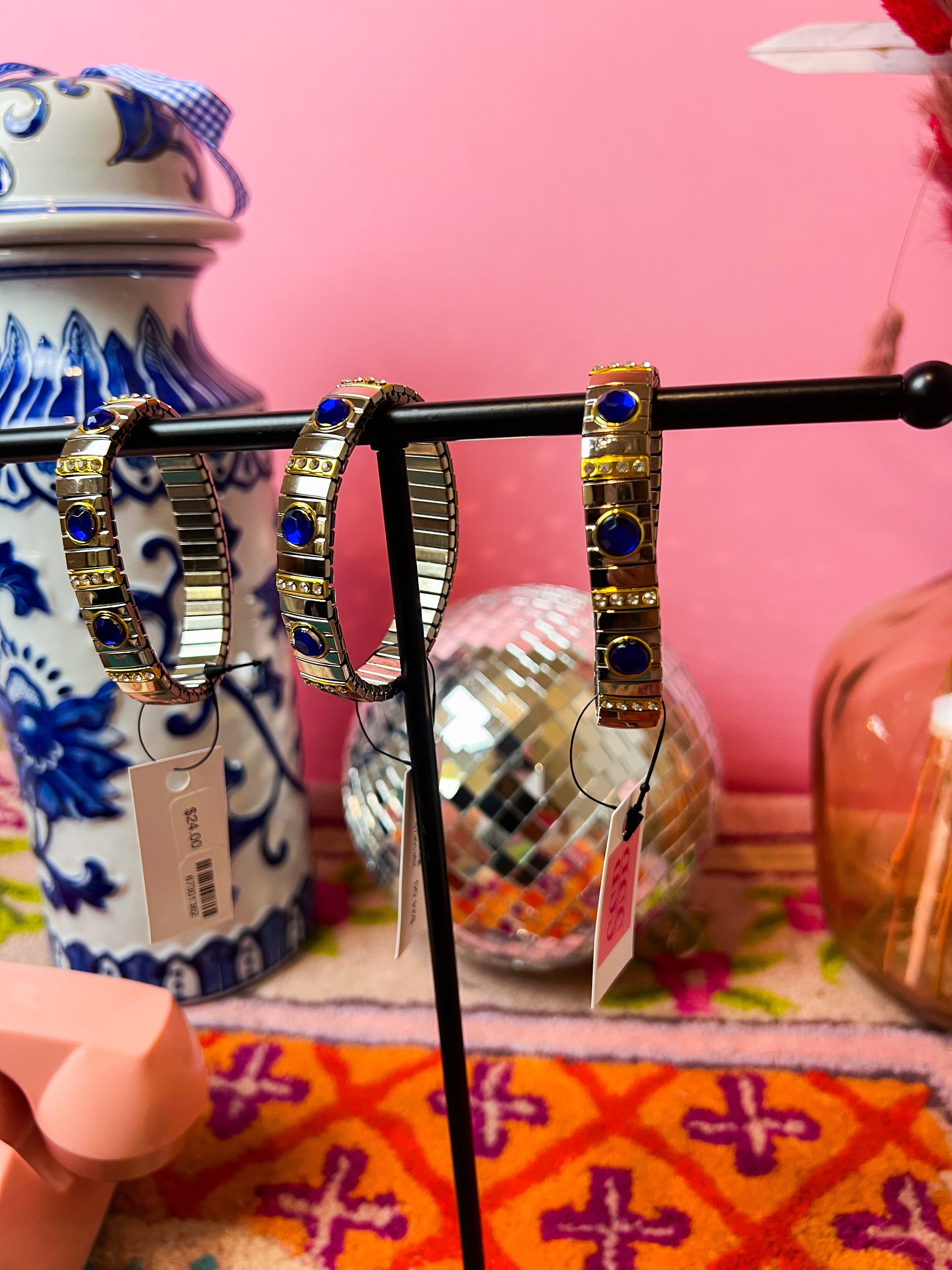 Silver Watch Band Bracelet with Gold + Royal