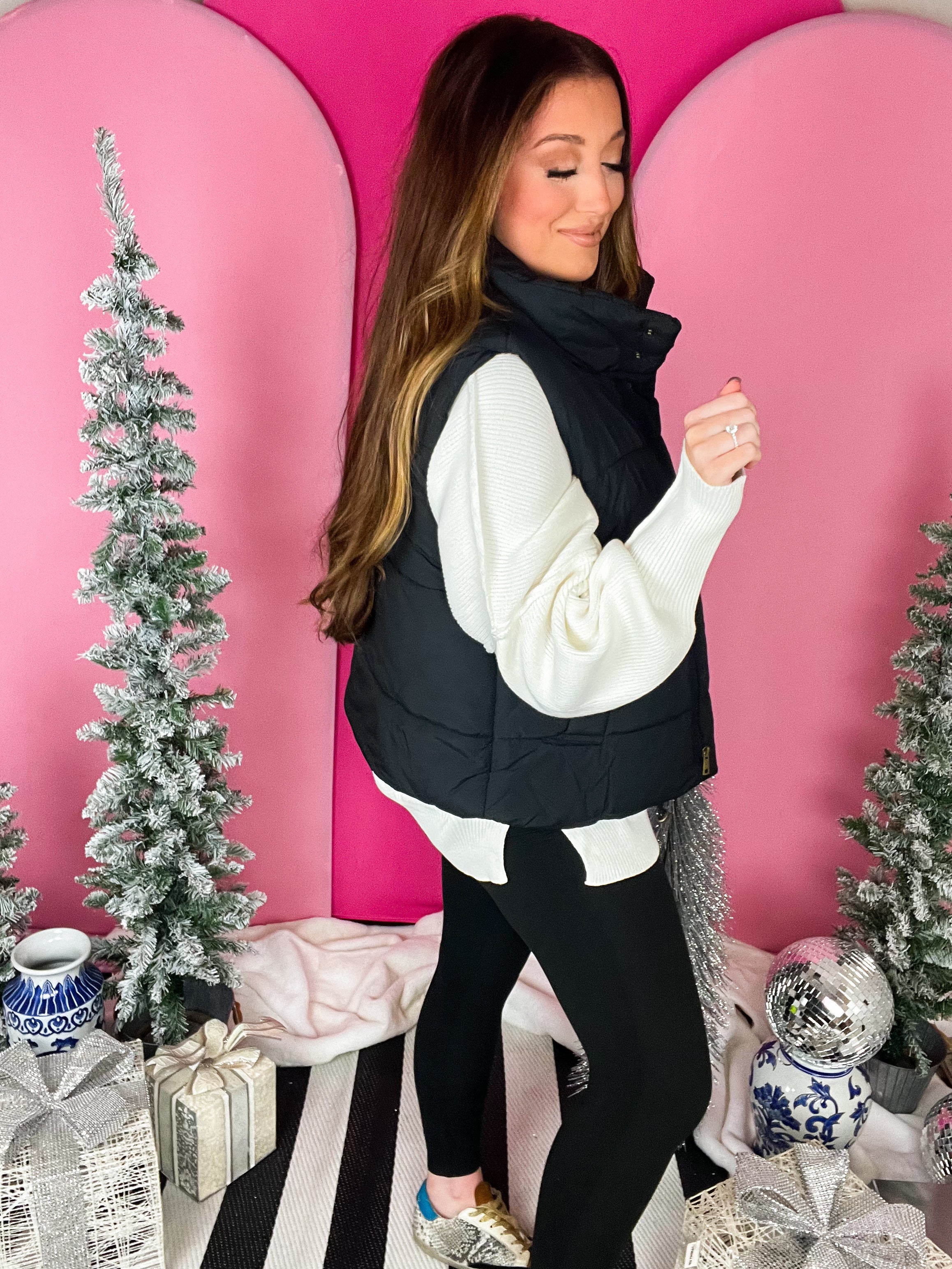 Black High Neck Vest DB