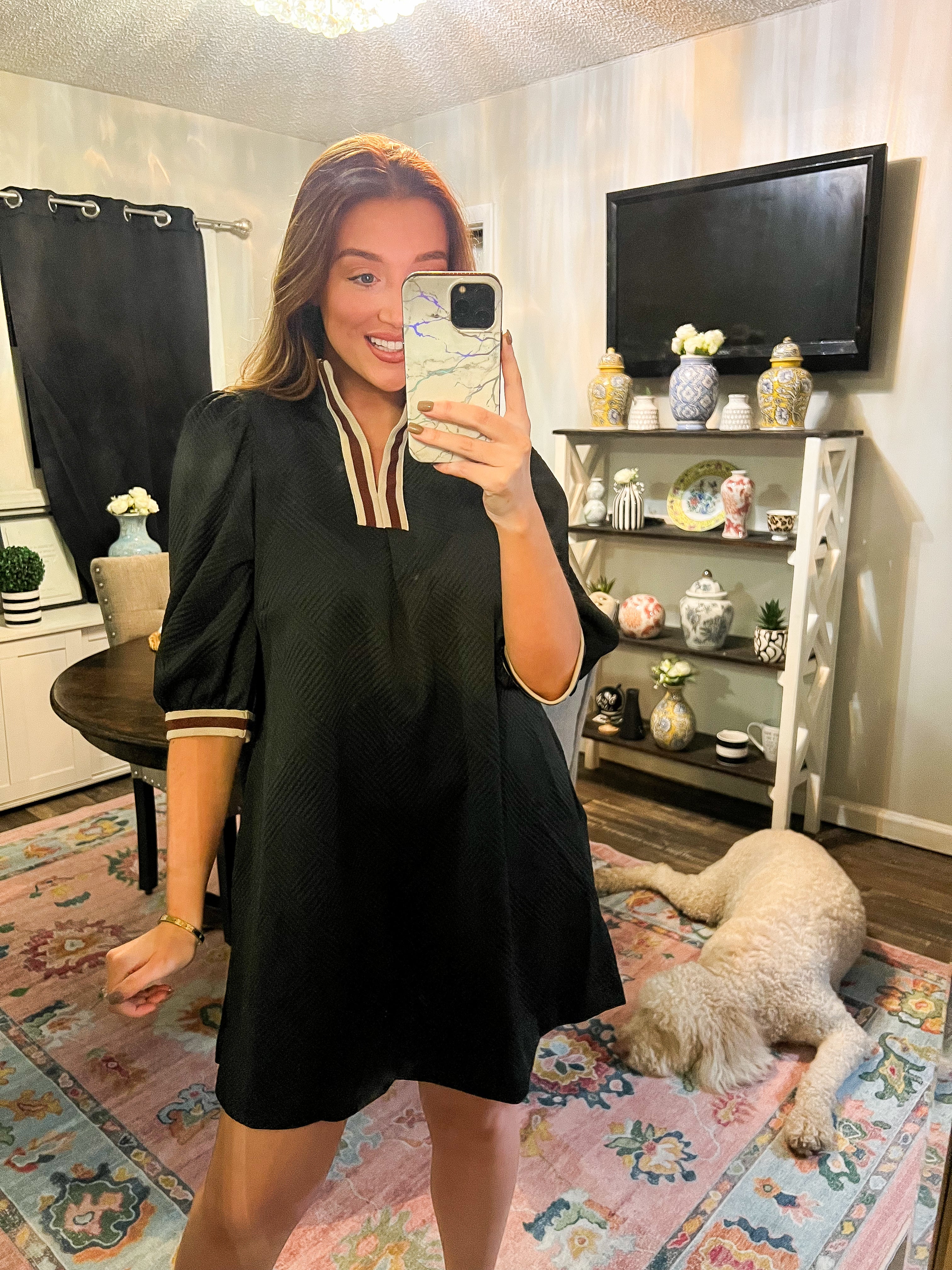 Black Sporty Jacquard Dress