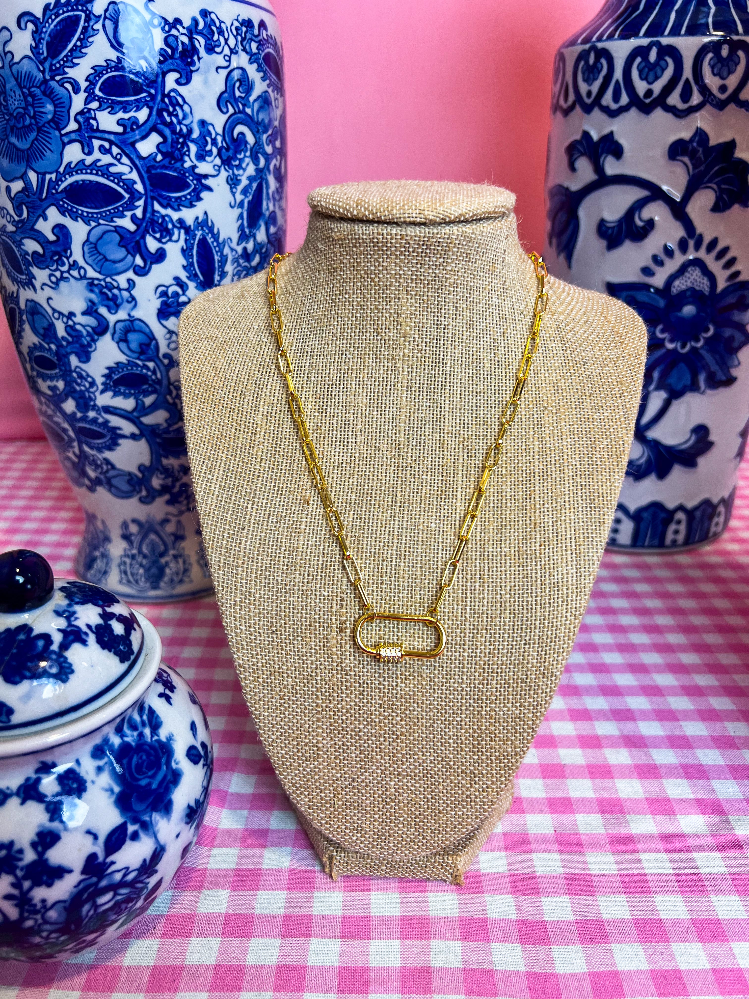 Dainty Paperclip Charm 18K Plated Necklace