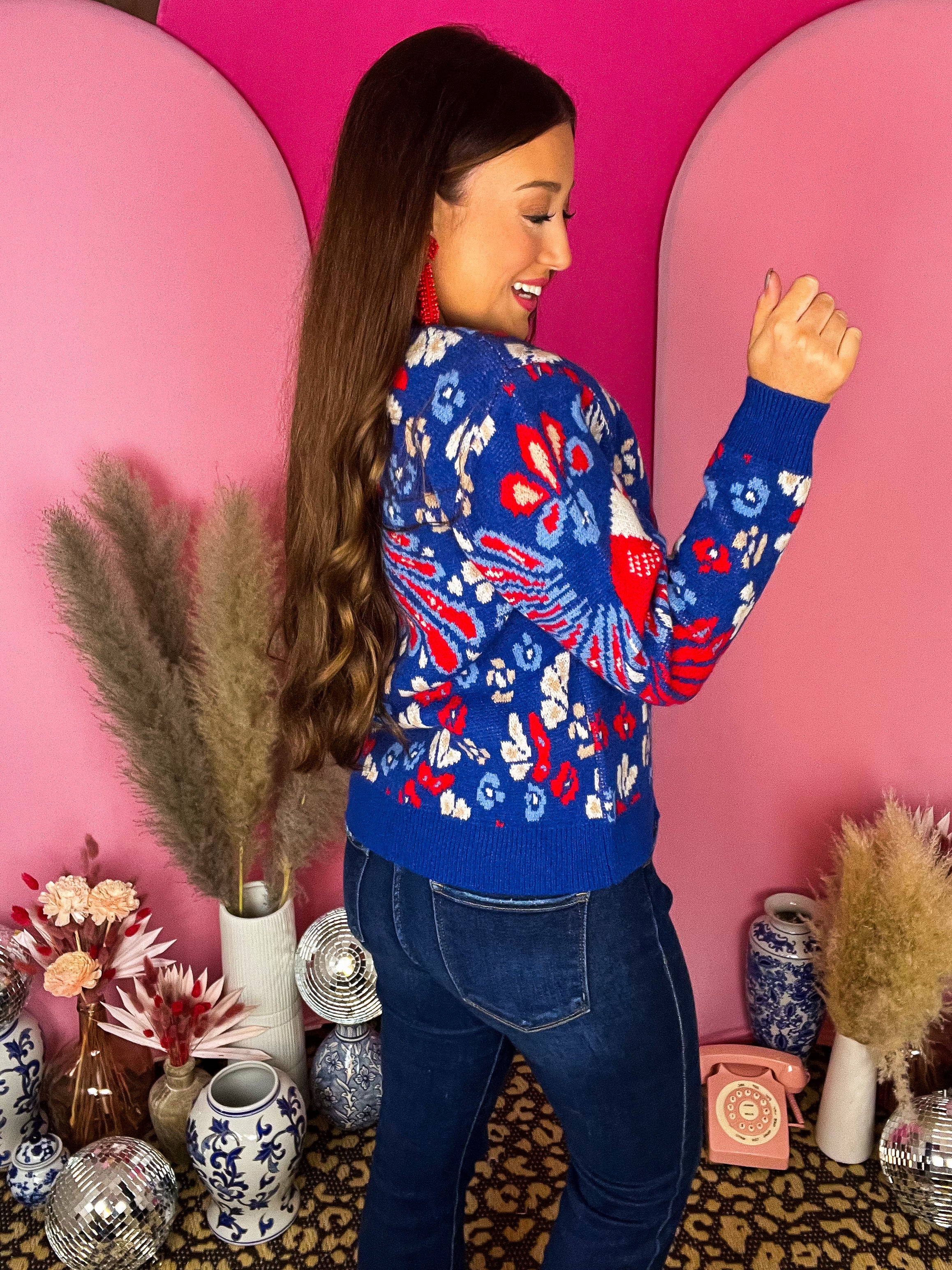 Trisha Royal Print Sweater