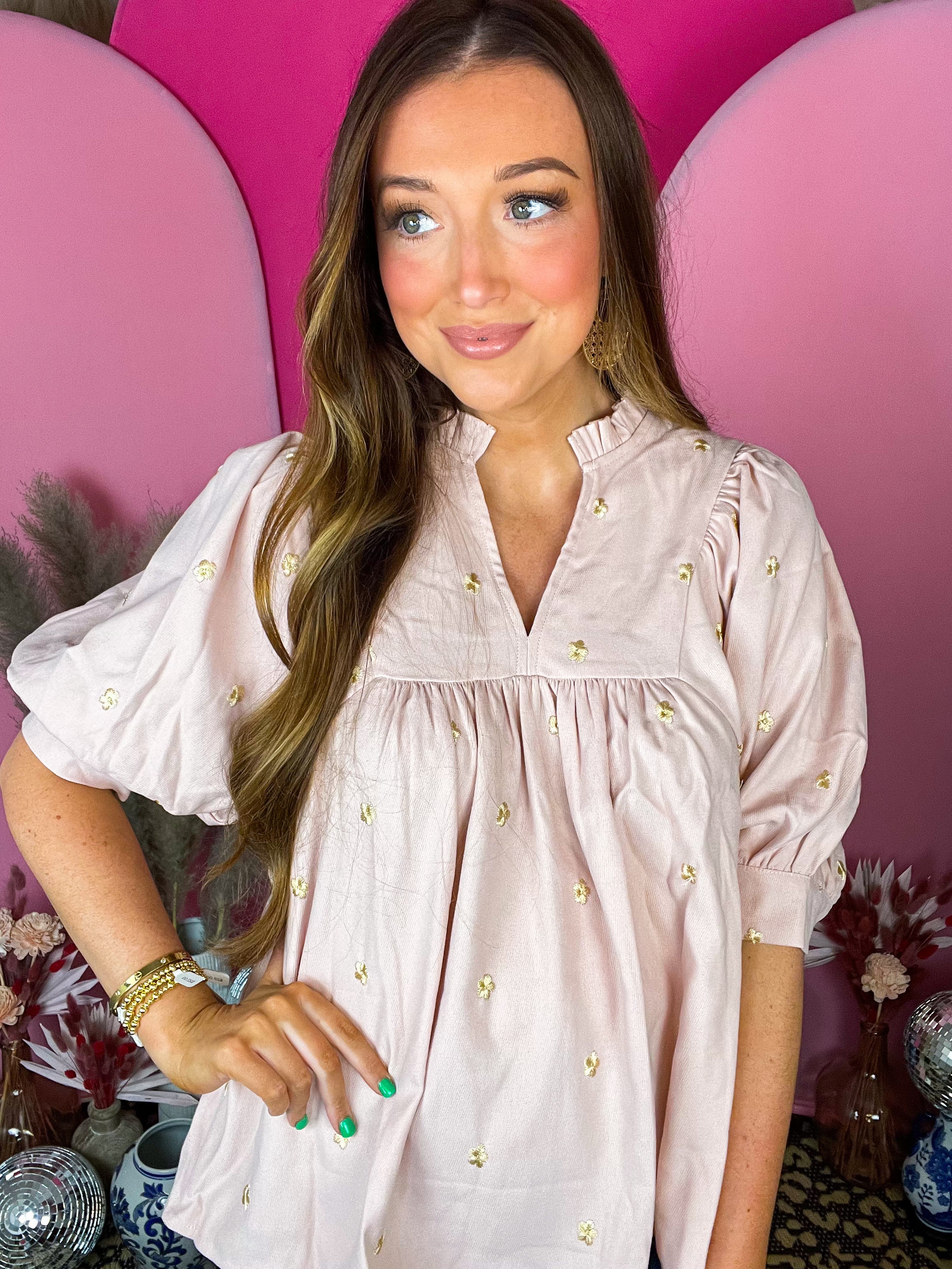 Destinee Blush Embriodered Top