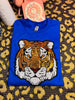 Royal Blue Sequin Tiger Head Pullover