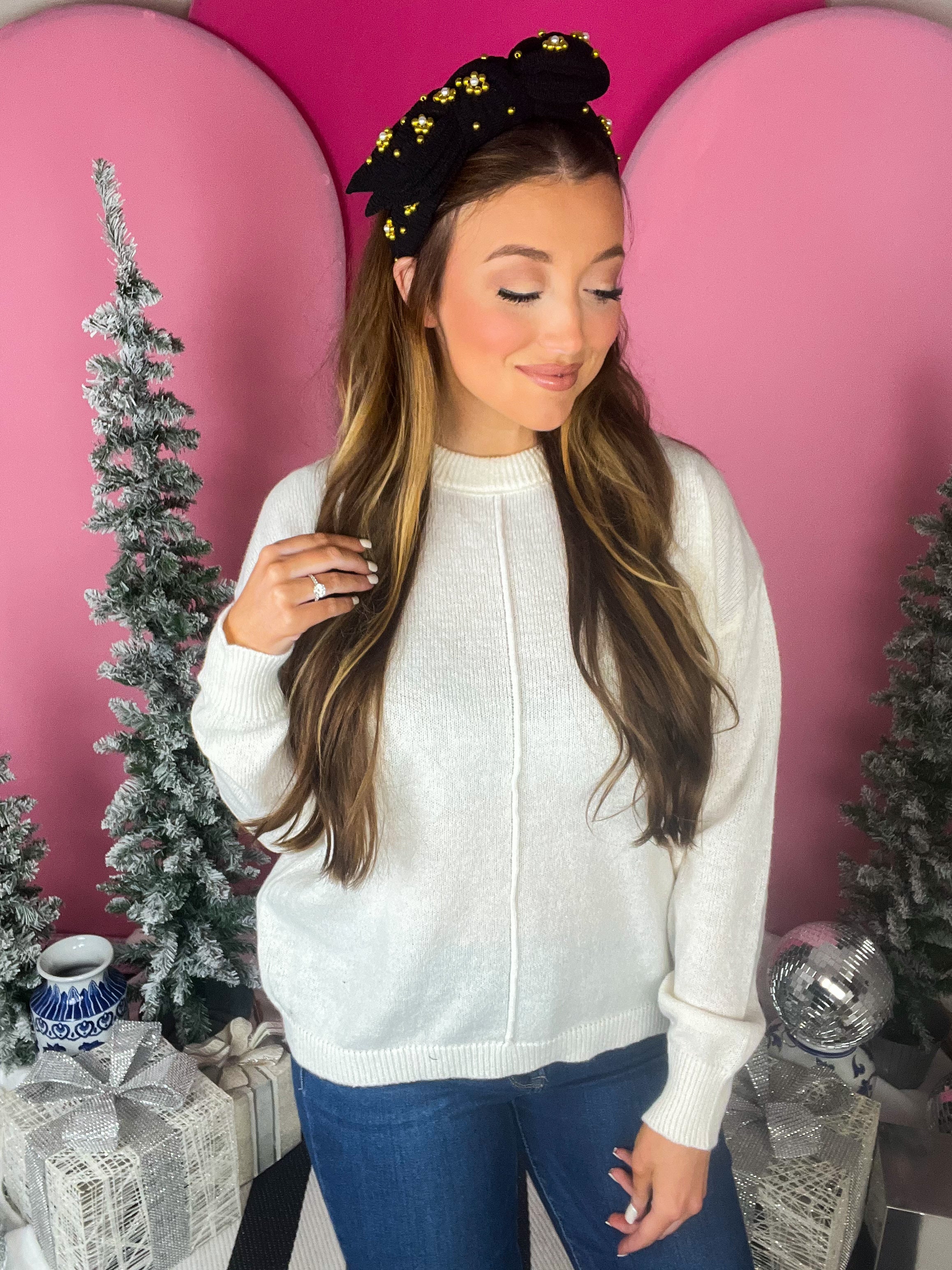 Cream Front Seam Sweater