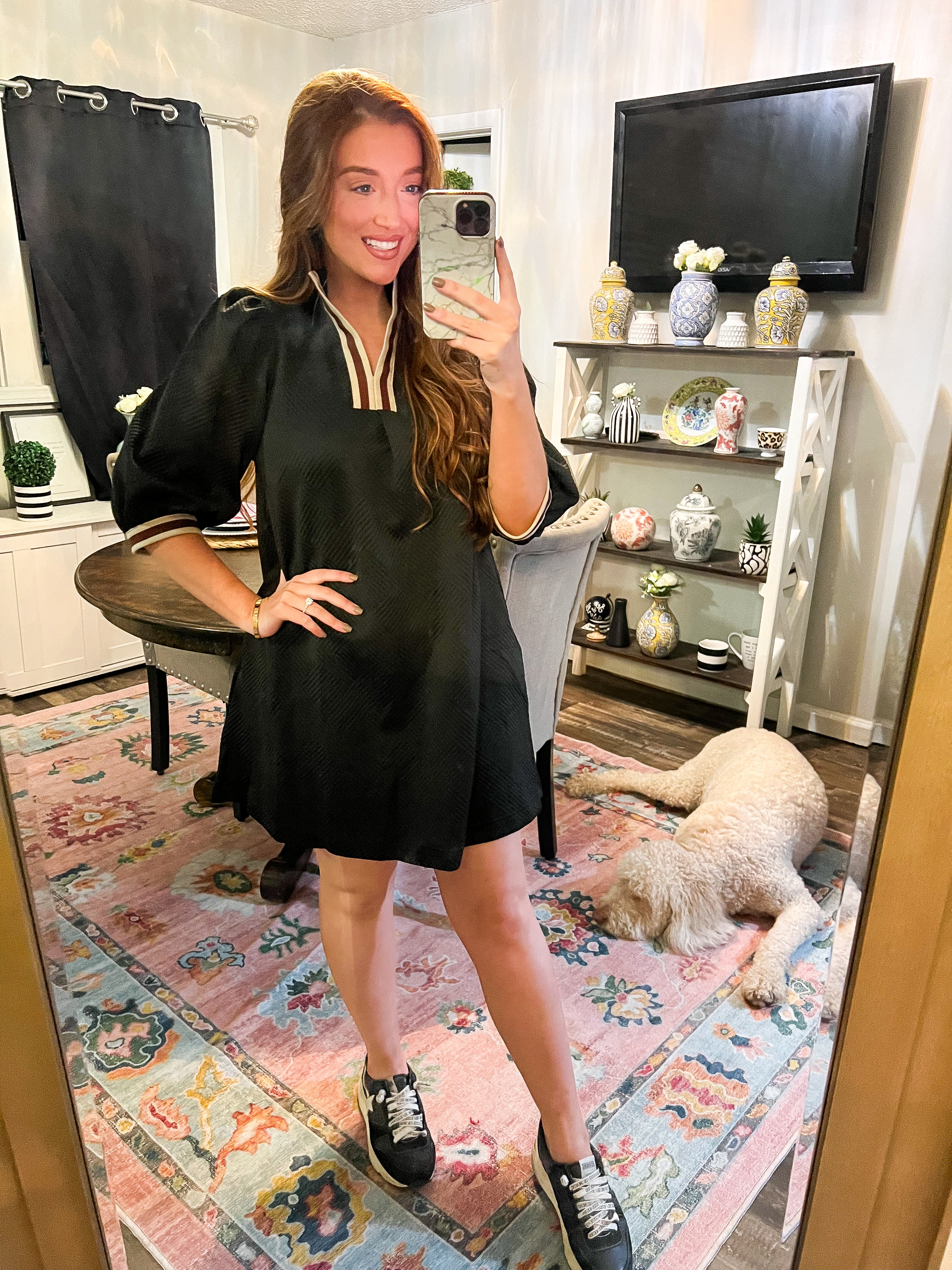 Black Sporty Jacquard Dress