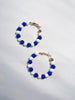 Load image into Gallery viewer, Blue + White 6mm Clay Ball Hoops