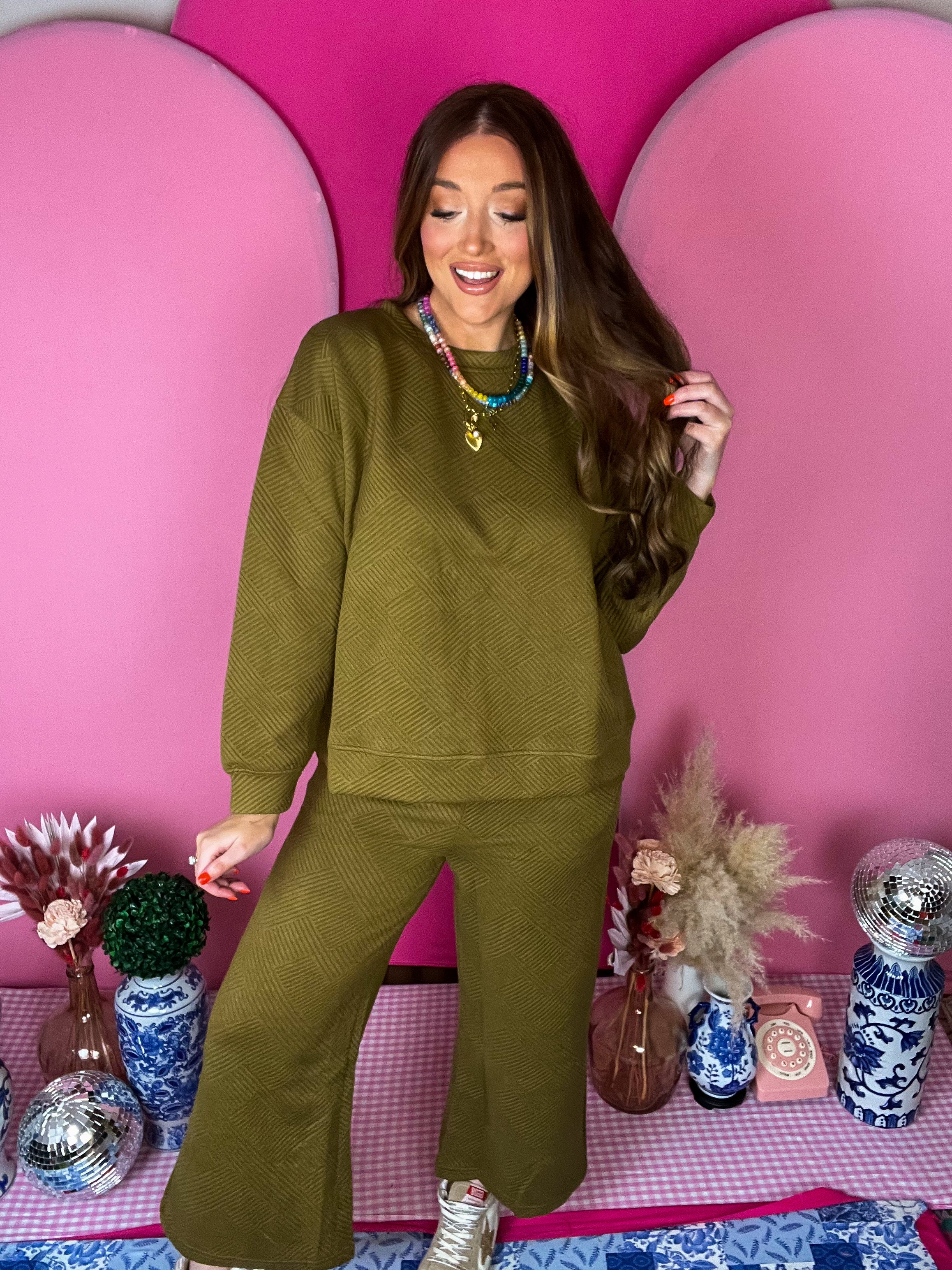 Olive Texture Sweatshirt